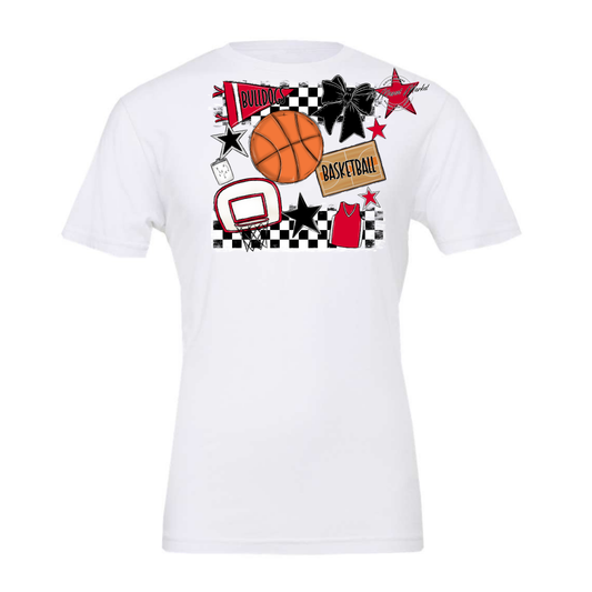 Bulldogs Checkers Basketball Spirit Design-Red