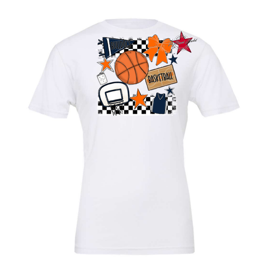 Bulldogs Checkers Basketball Spirit Design-Navy-Orange