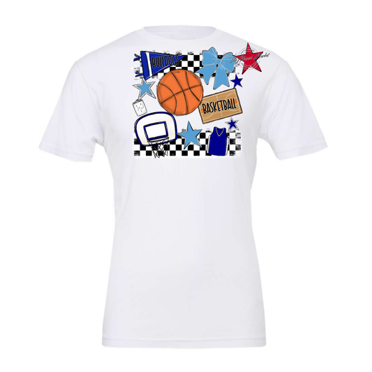 Bulldogs Checkers Basketball Spirit Design-Blue-Carolina Blue