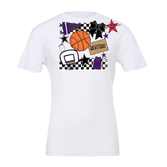 Bulldogs Checkers Basketball Spirit Design-Purple