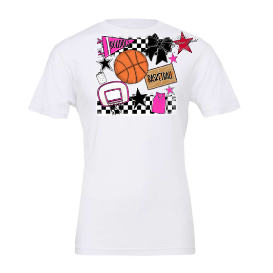 Bulldogs Checkers Basketball Spirit Design-Pink
