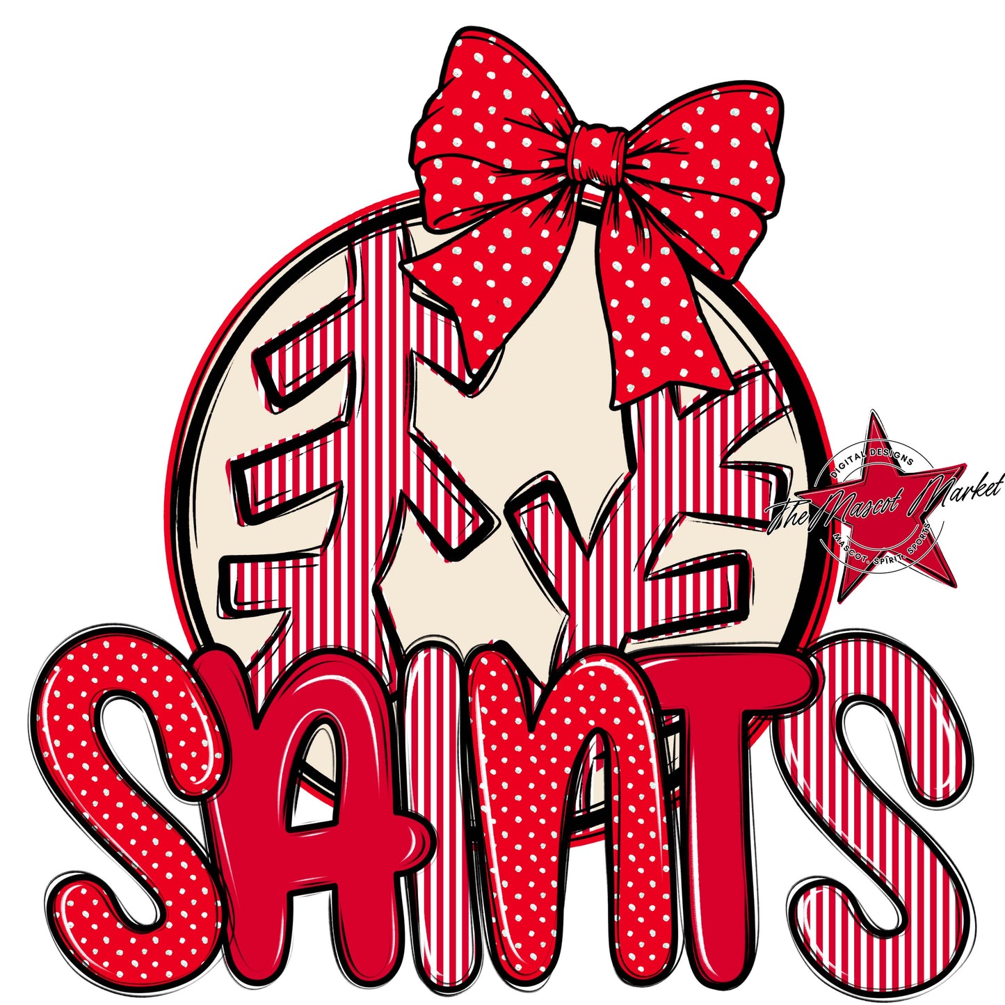 Saints Baseball-Softball Spirit Design-Red
