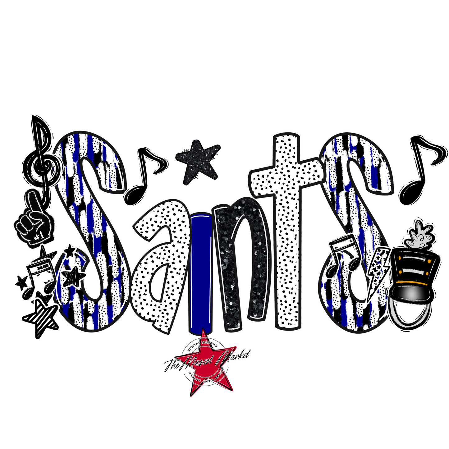 Saints Band Scrape-Blue