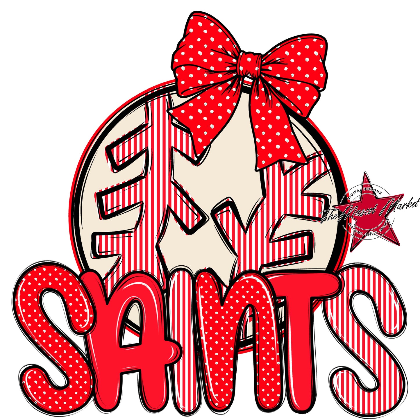 Saints Baseball-Softball Spirit Design-Bright Red