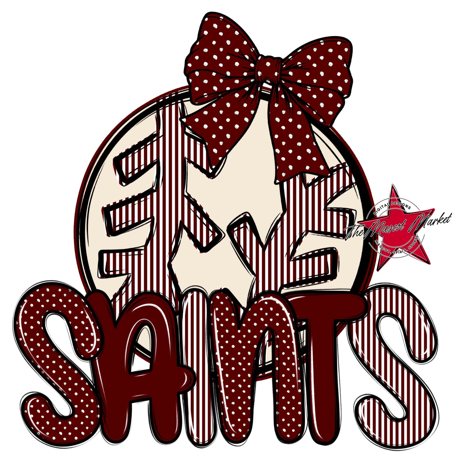 Saints Baseball-Softball Spirit Design-Maroon