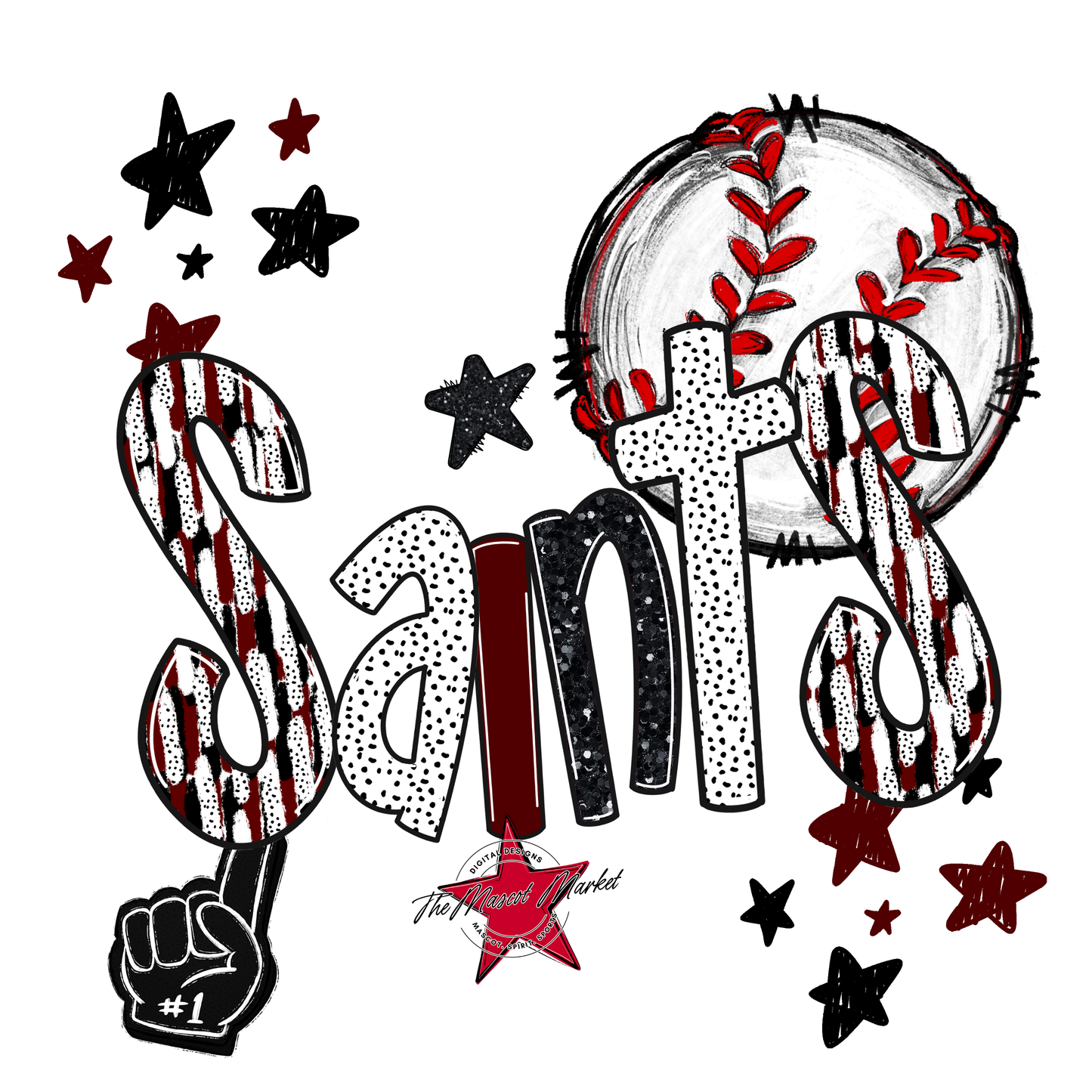 Saints Baseball Scrape-Maroon