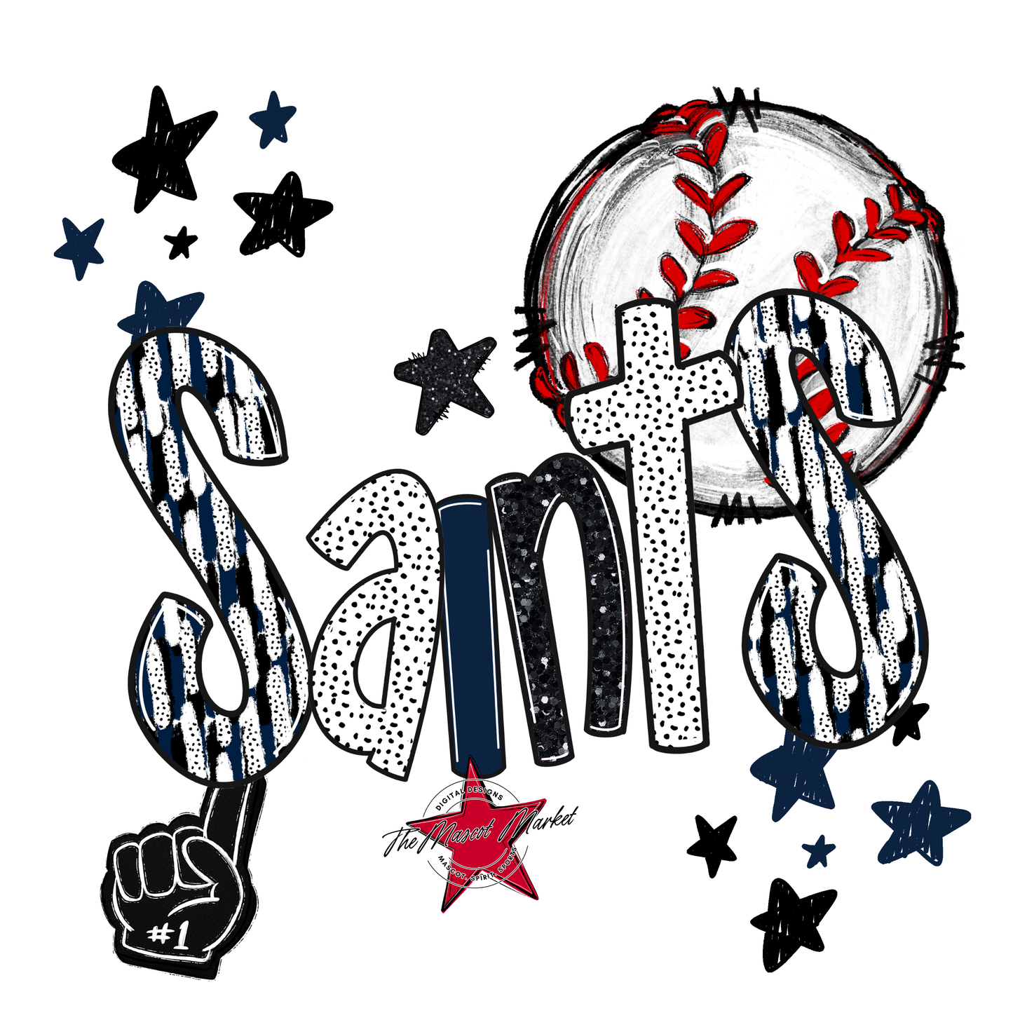 Saints Baseball Scrape-Navy