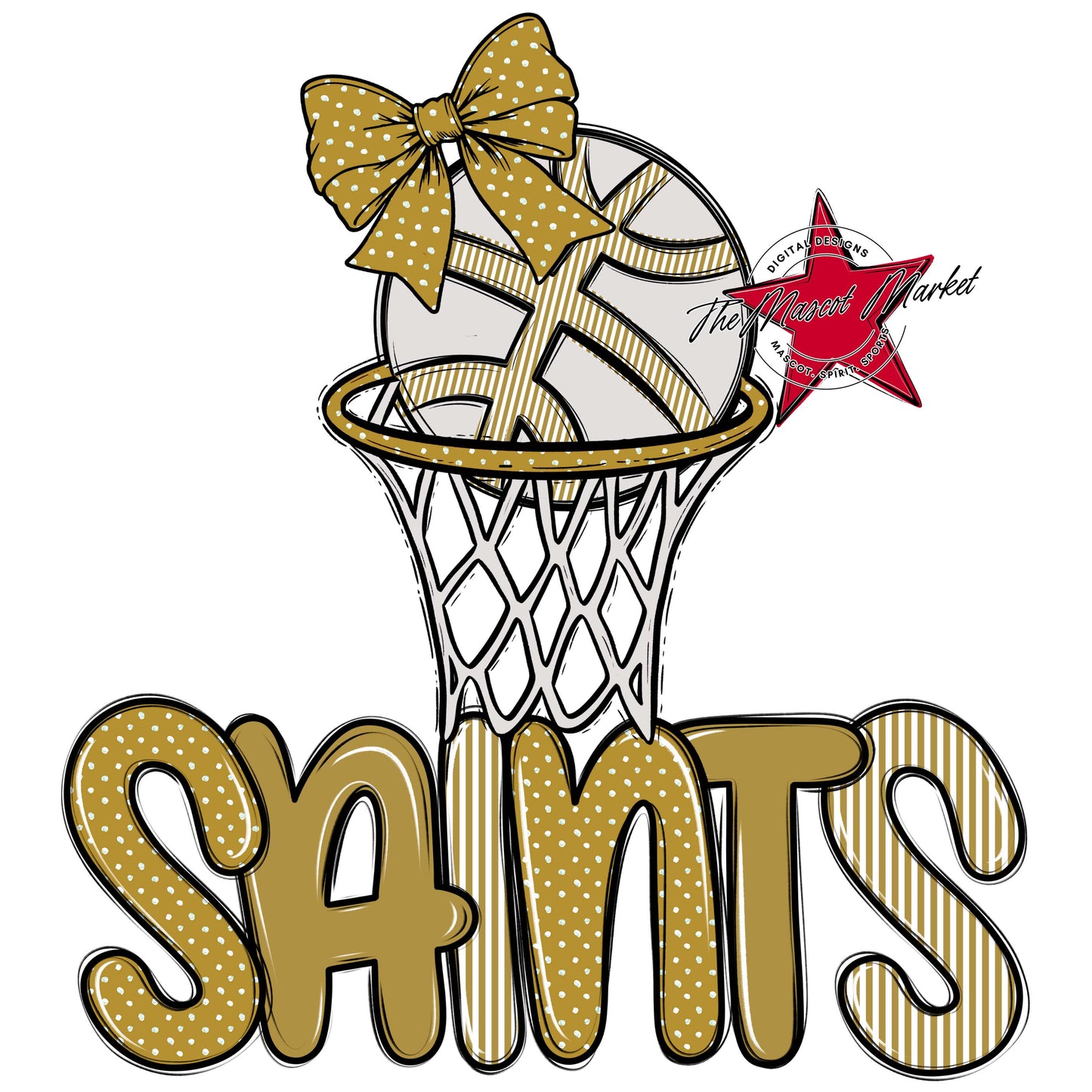 Saints Basketball Spirit Design-Gold