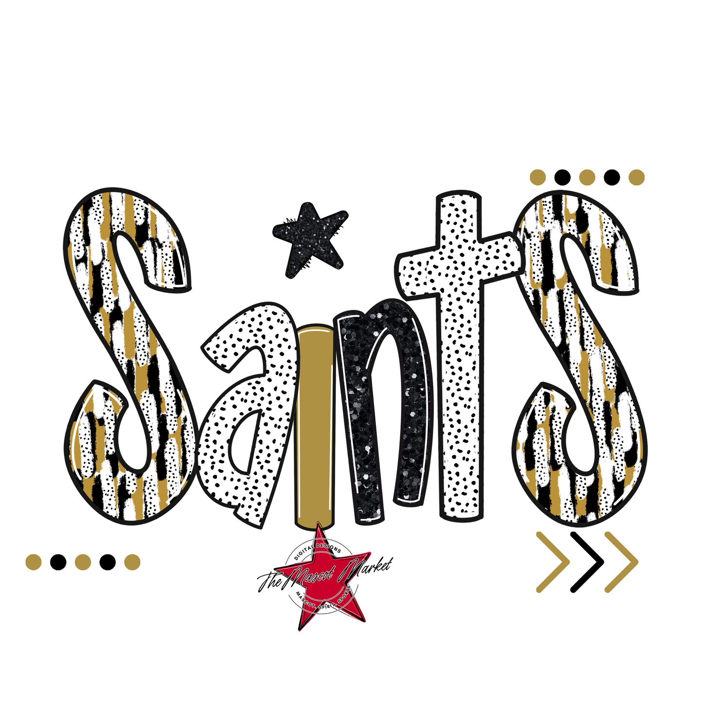 Saints Brushstroke Alpha w Arrows-Gold