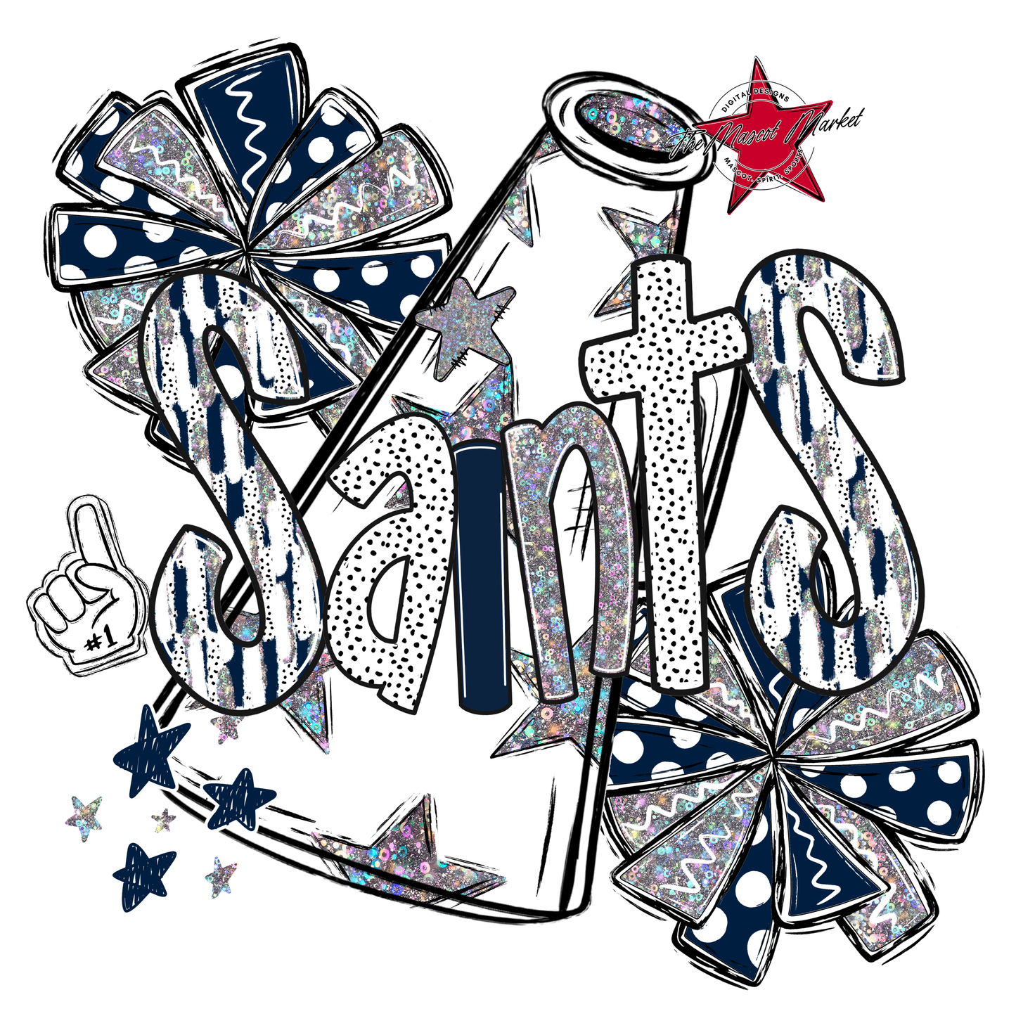 Saints Cheer Megaphone Scrape-Navy