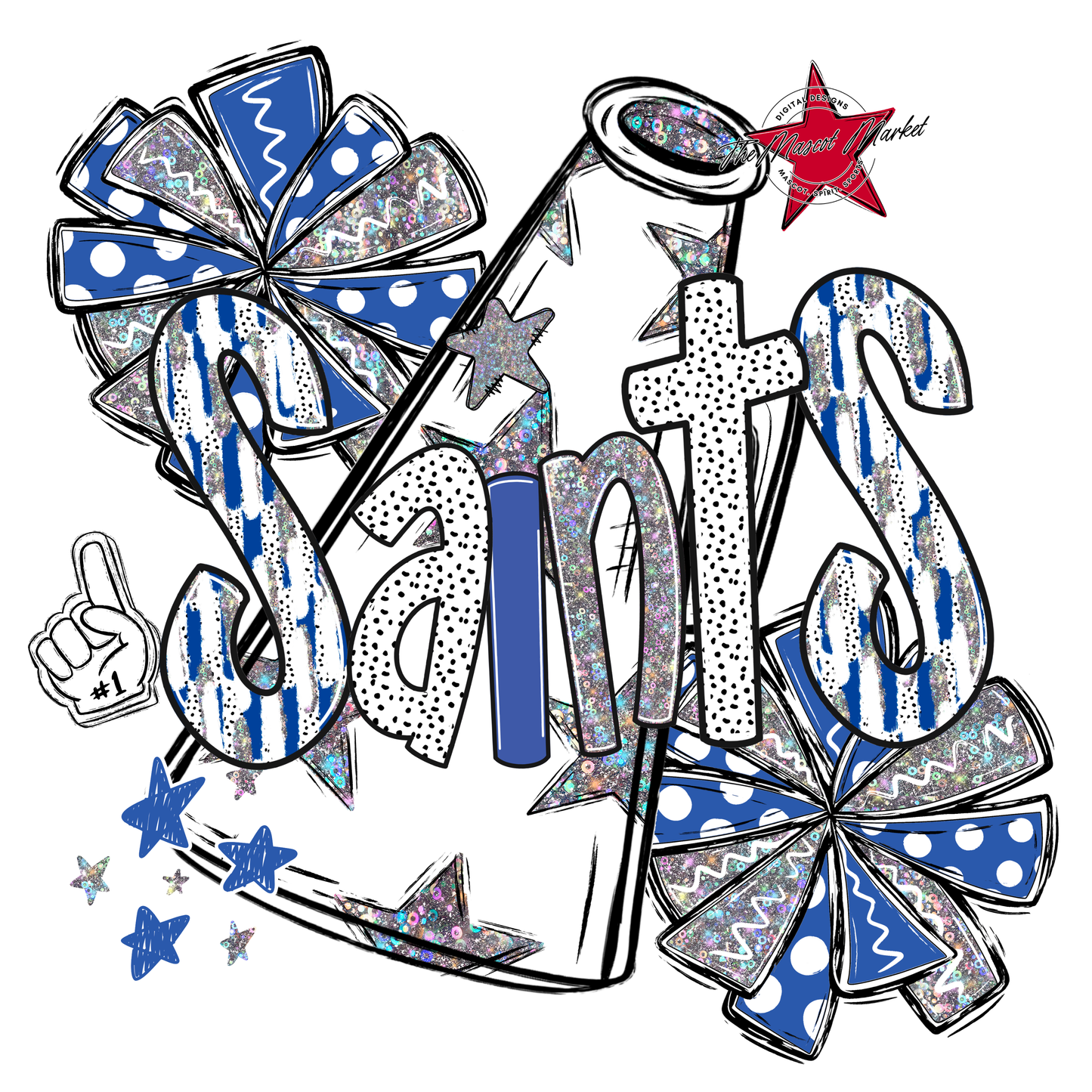 Saints Cheer Megaphone Scrape-Off Blue