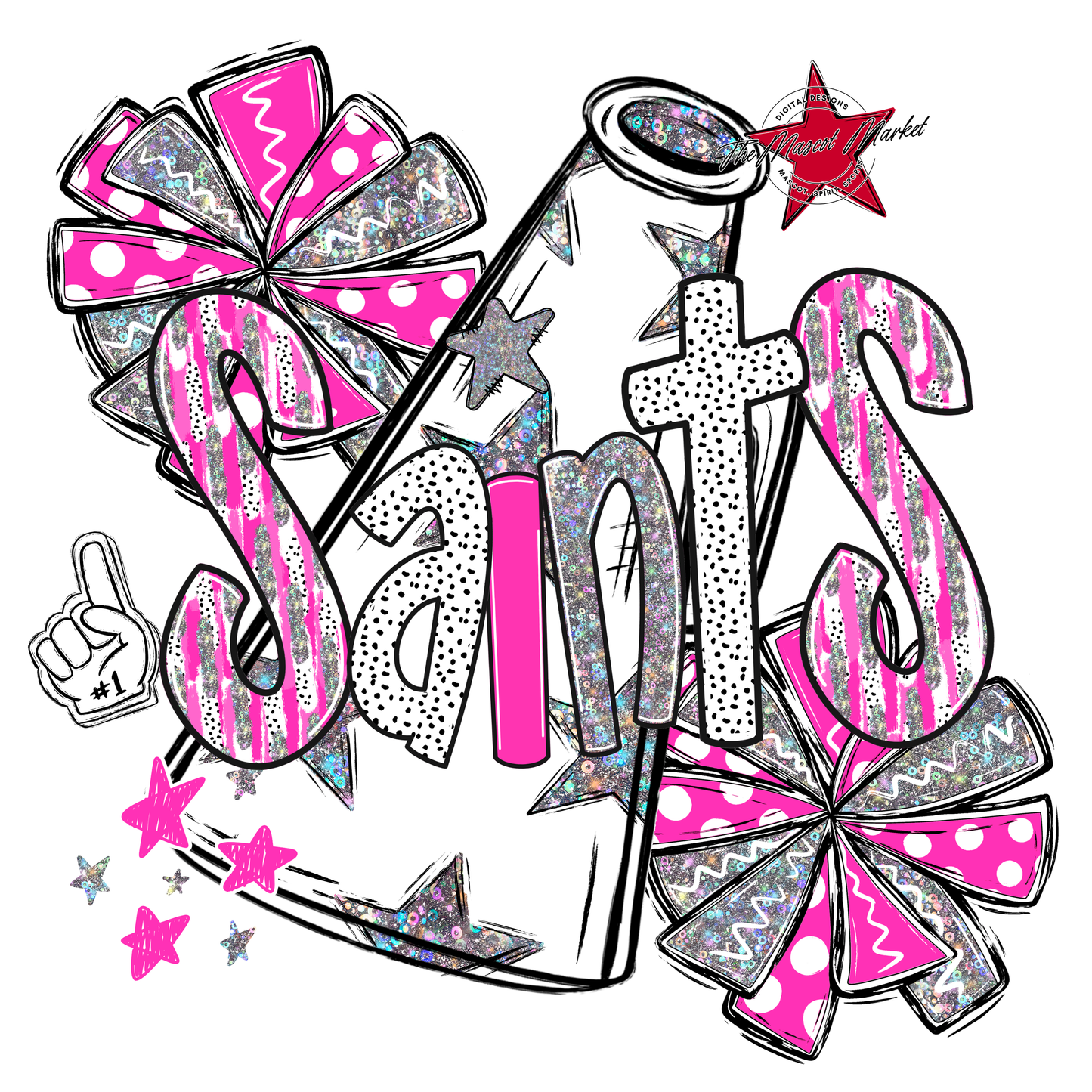 Saints Cheer Megaphone Scrape-Pink