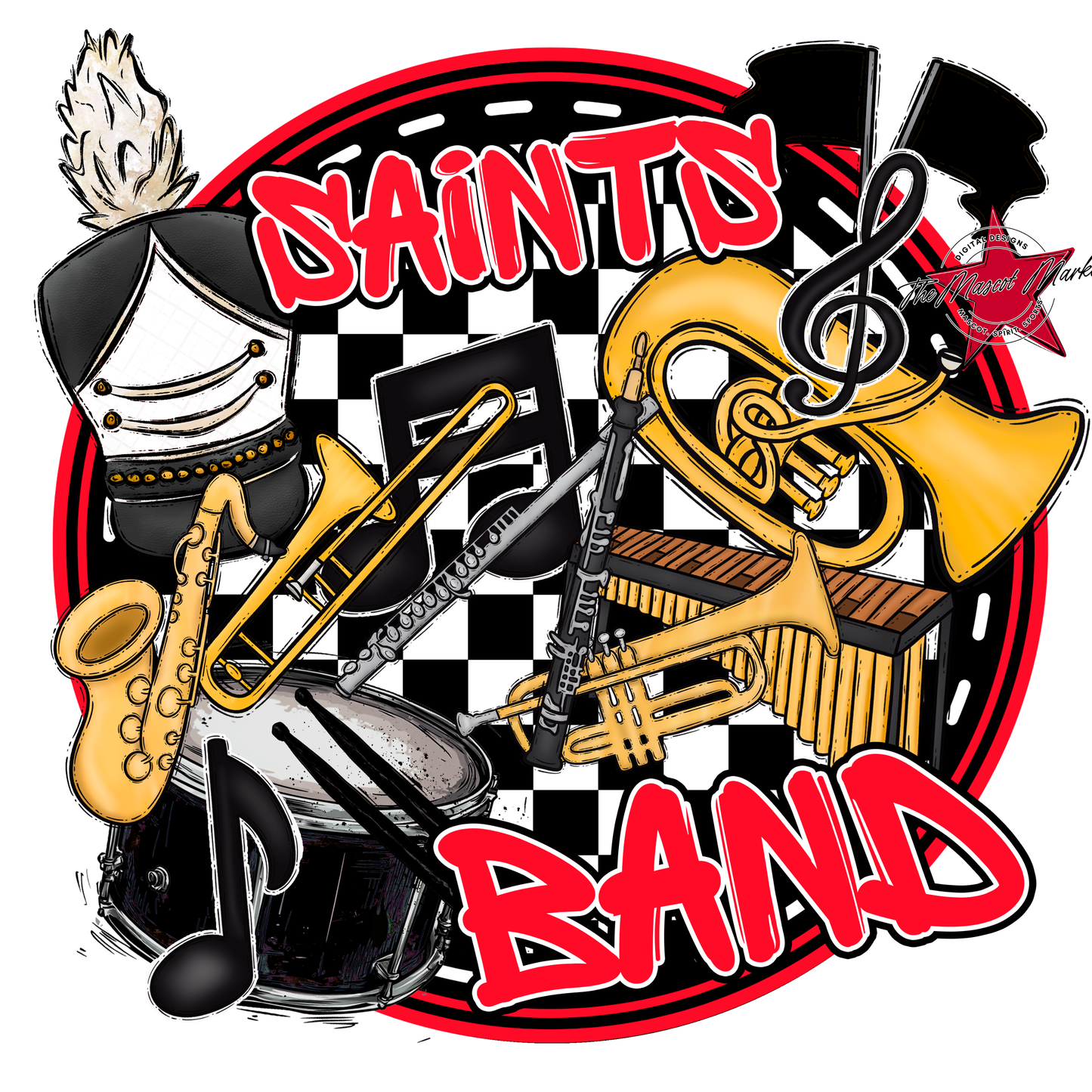 Saints Circle Band Design-Bright Red