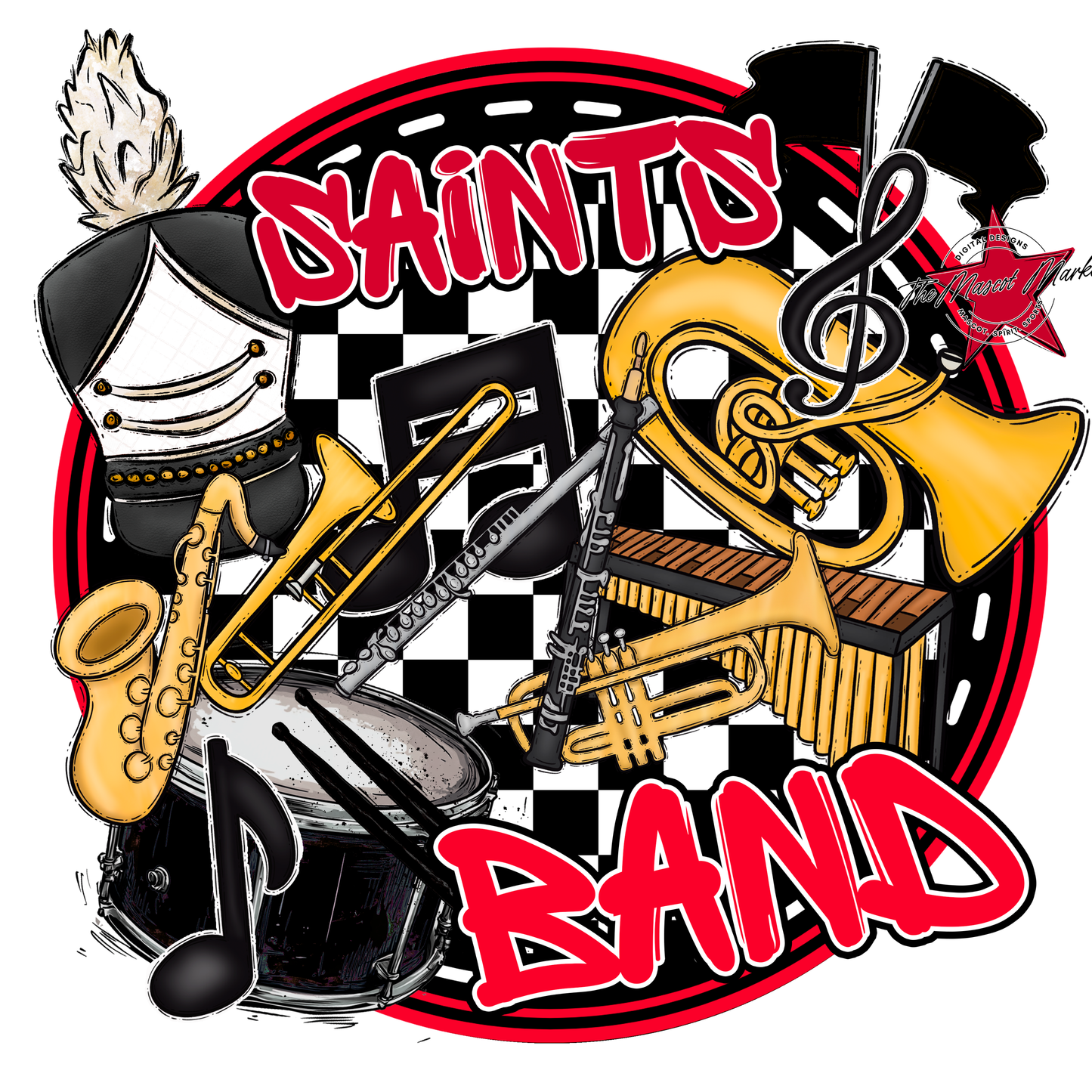 Saints Circle Band Design-Red