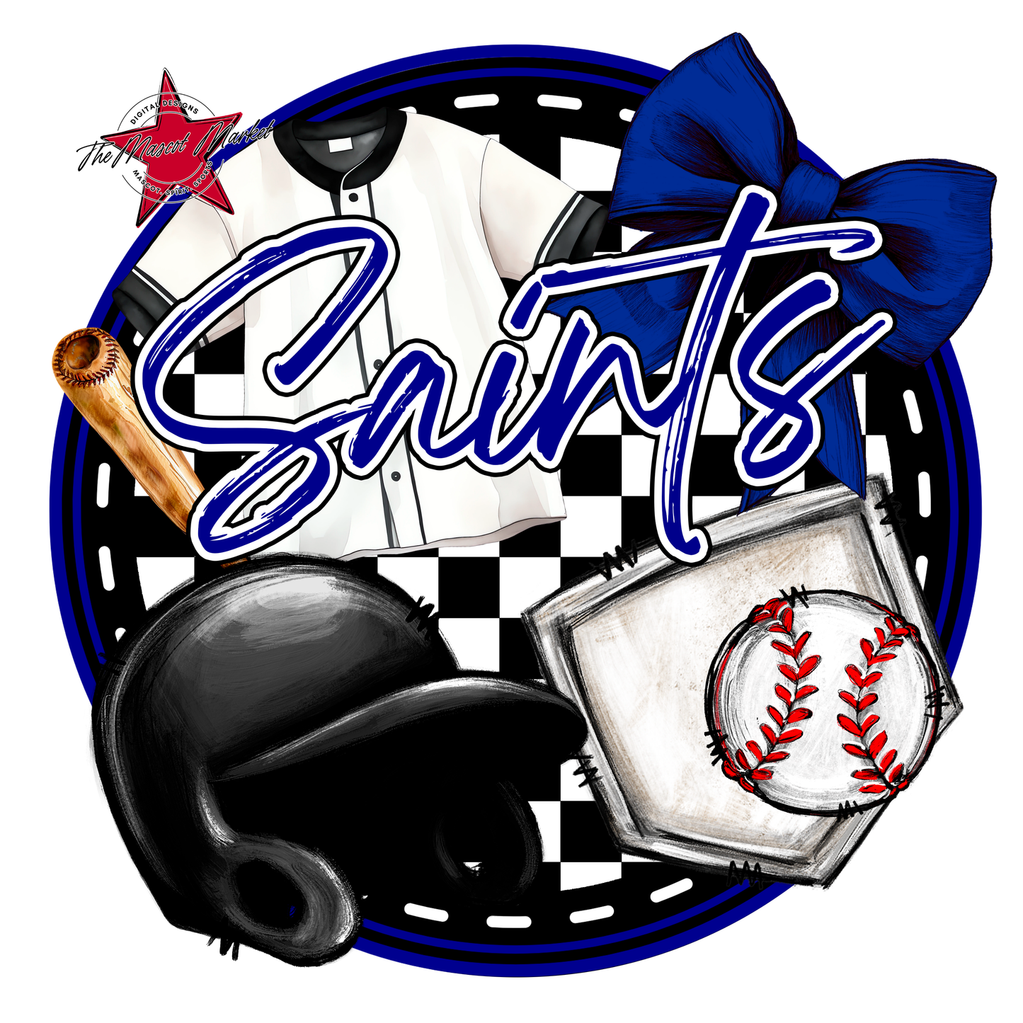 Saints Circle Baseball Design-Blue
