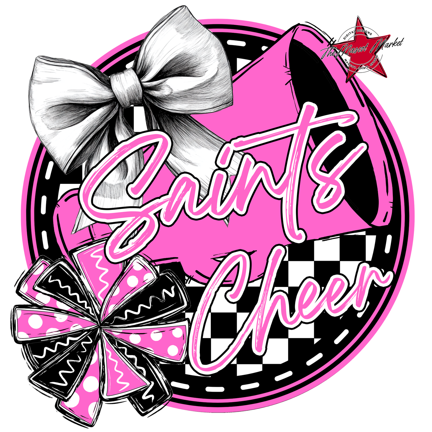 Saints Circle Cheer Design-Baby Pink