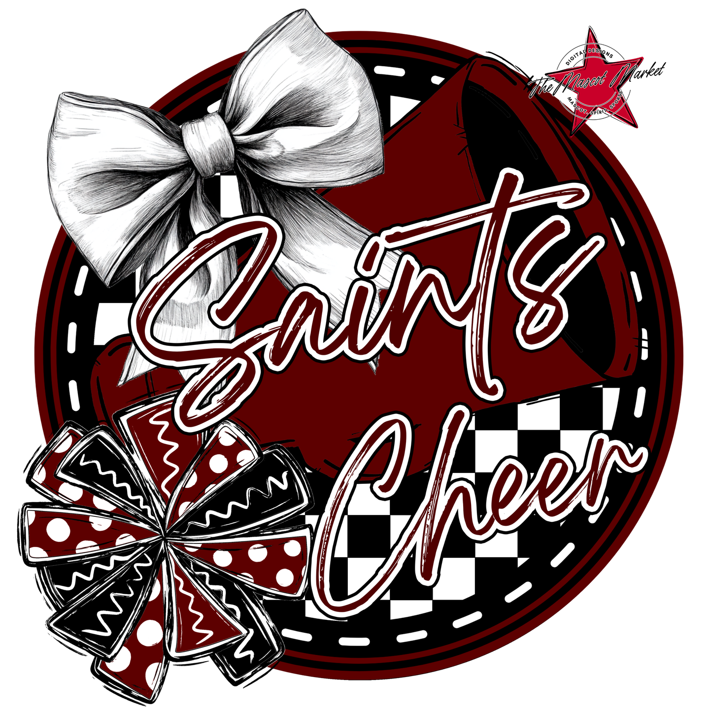 Saints Circle Cheer Design-Maroon