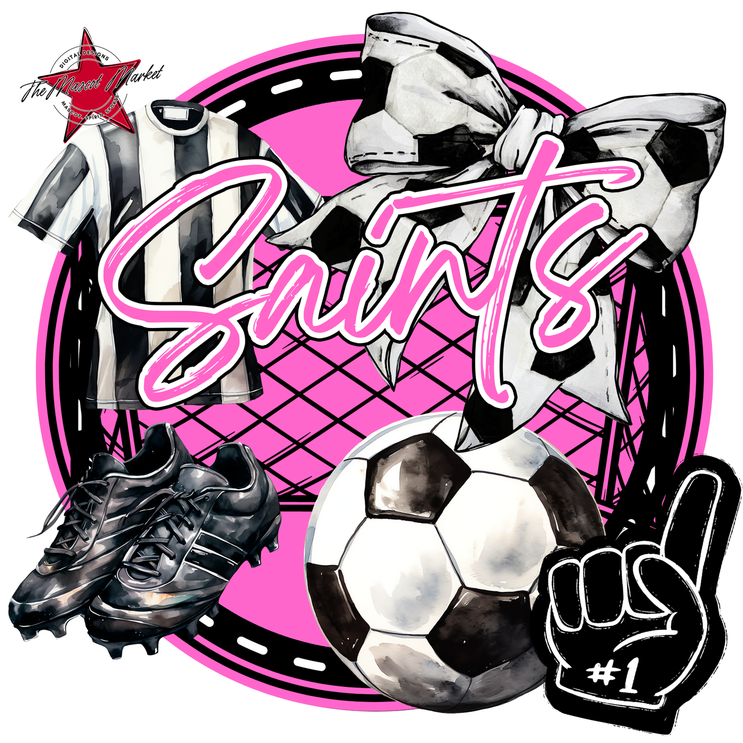 Saints Circle Soccer Design-Baby Pink