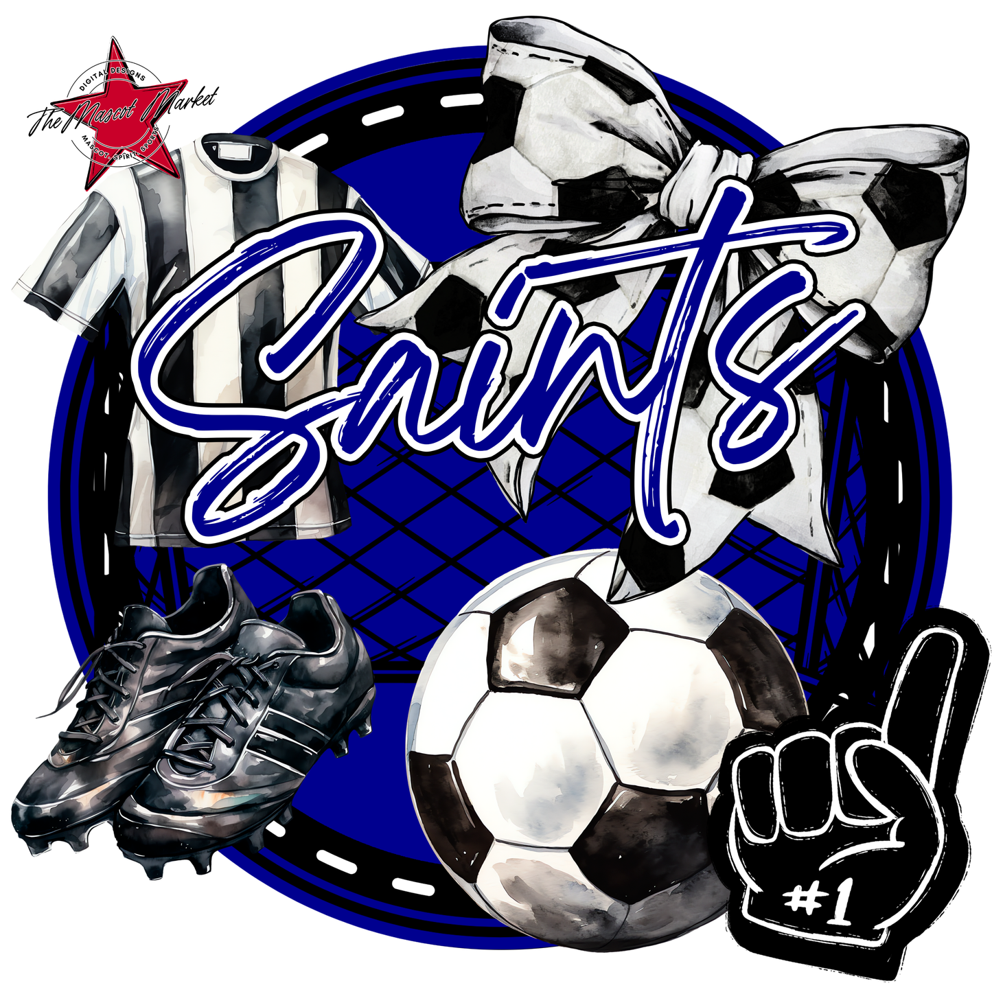 Saints Circle Soccer Design-Blue