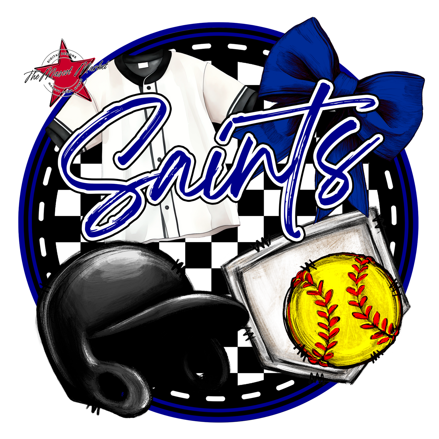 Saints Circle Softball Design-Blue
