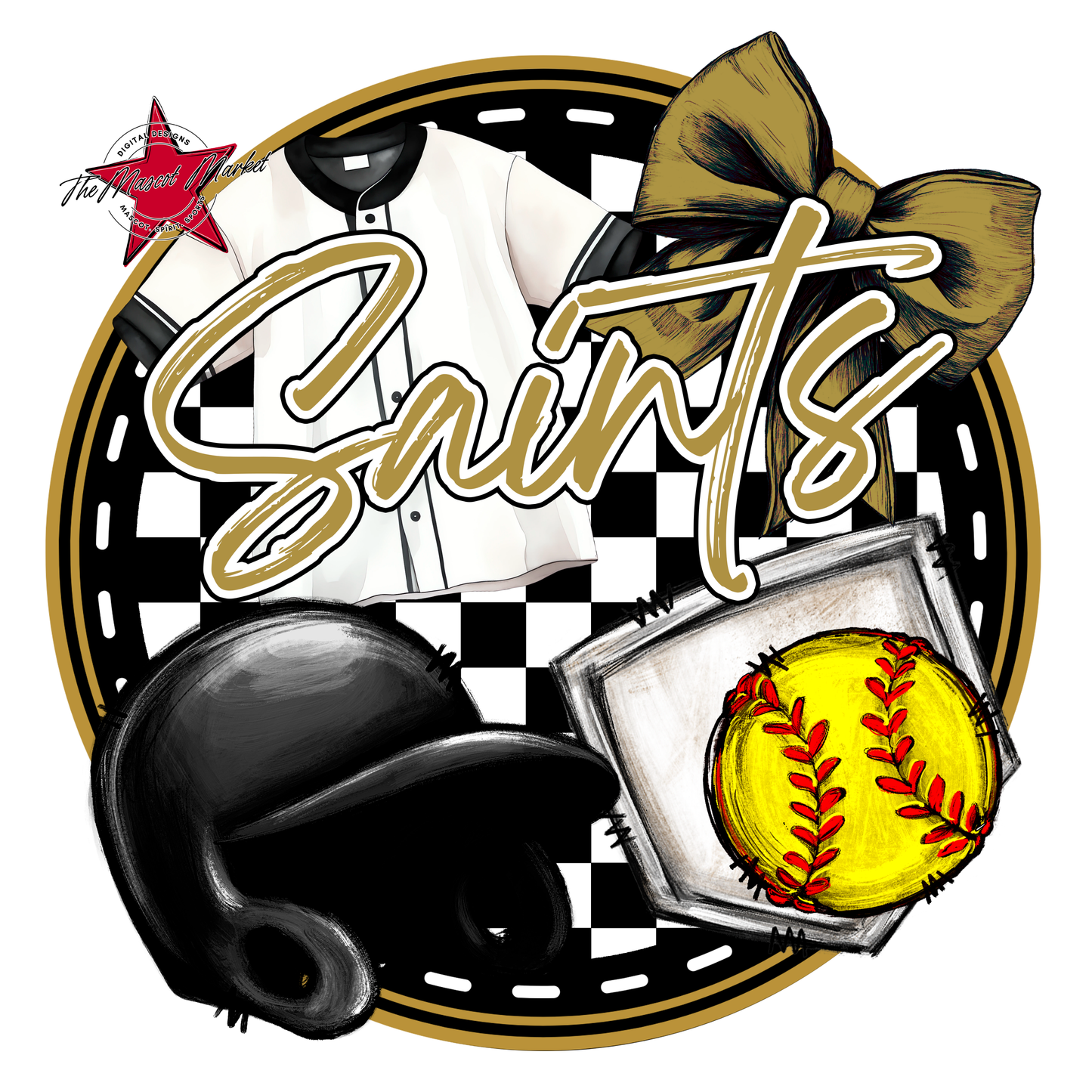 Saints Circle Softball Design-Gold
