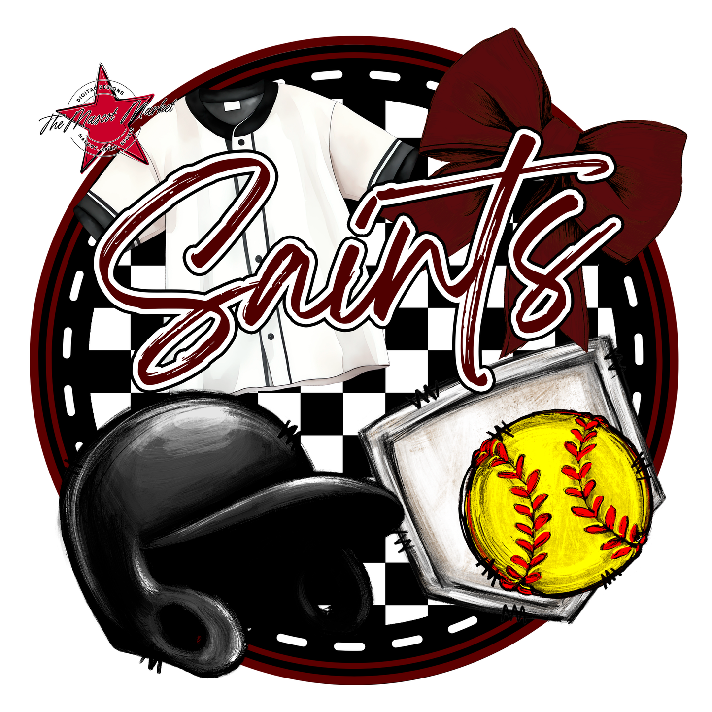 Saints Circle Softball Design-Maroon