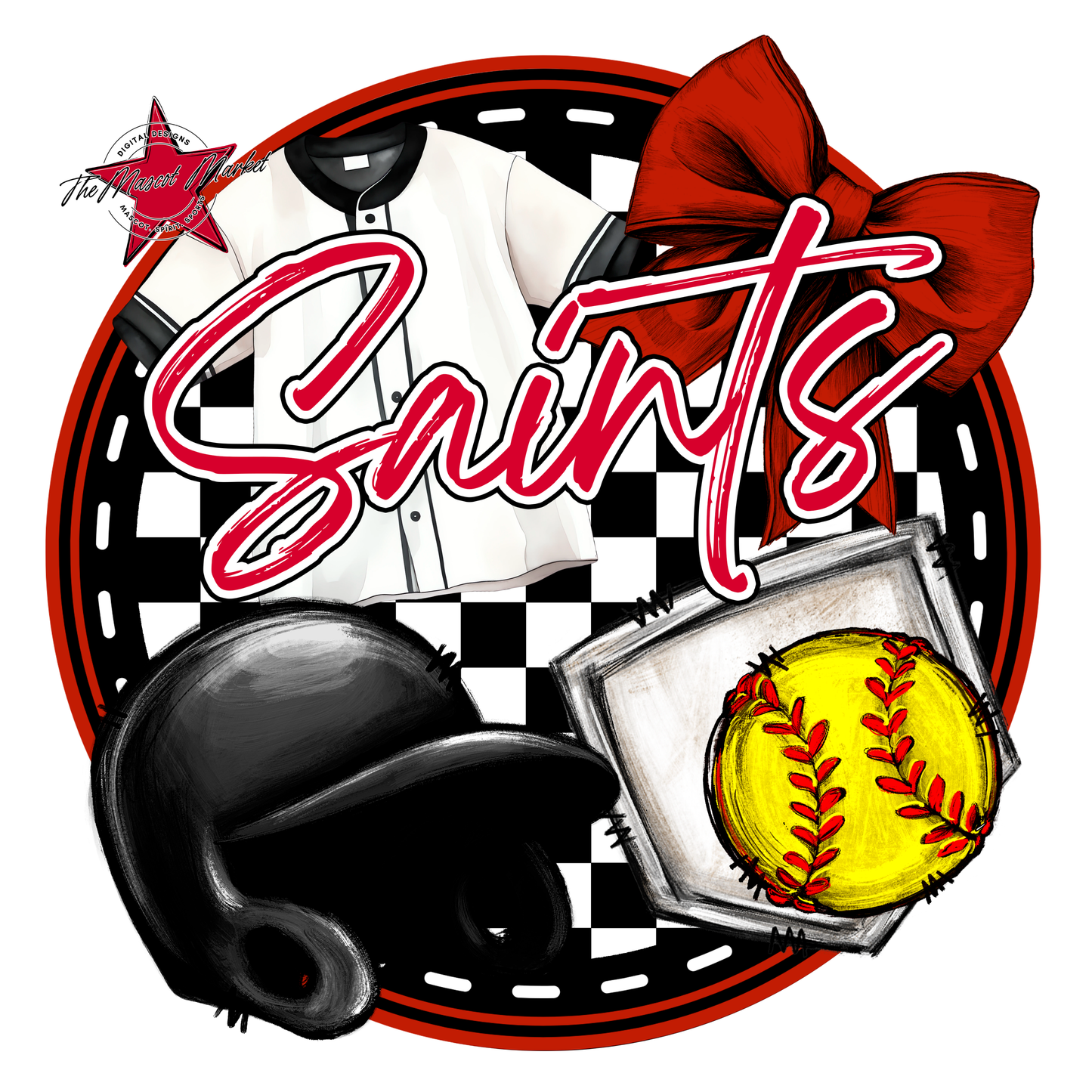 Saints Circle Softball Design-Red