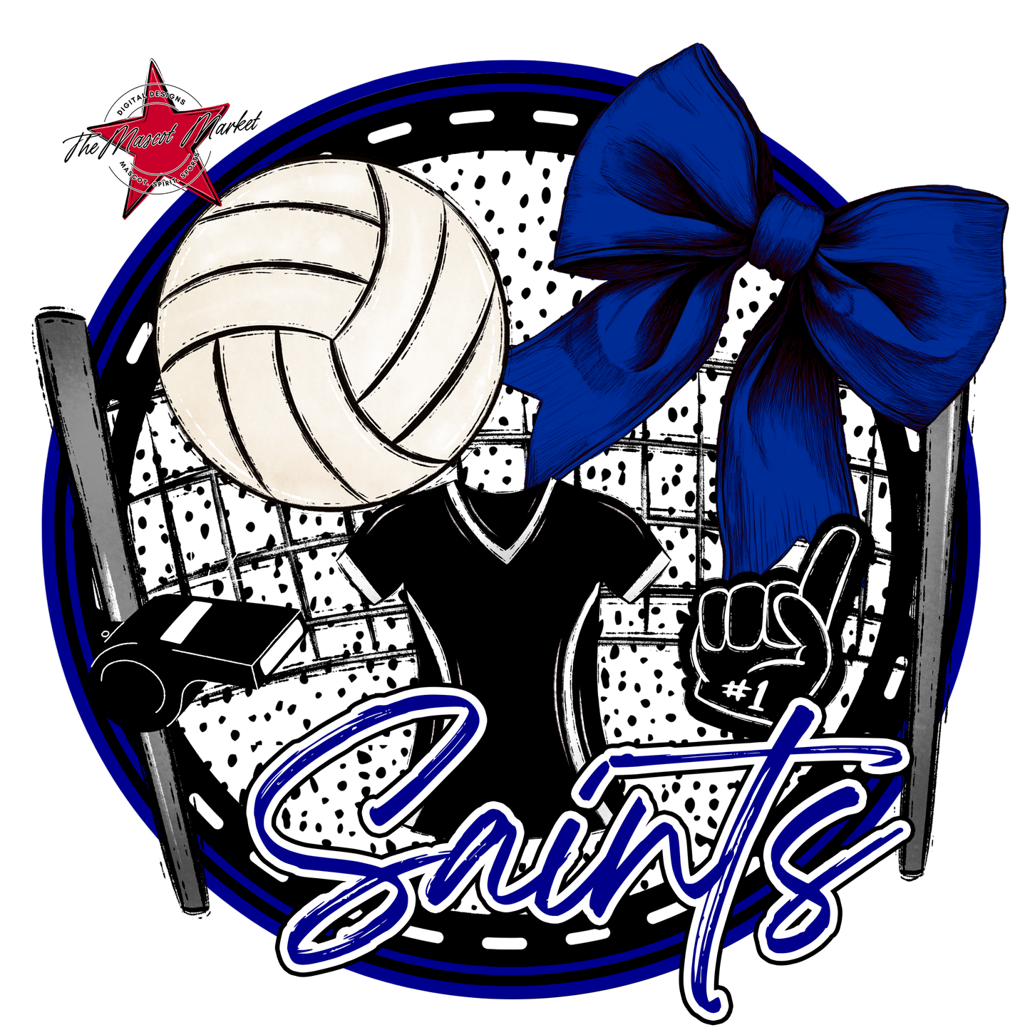 Saints Circle Volleyball Design-Blue