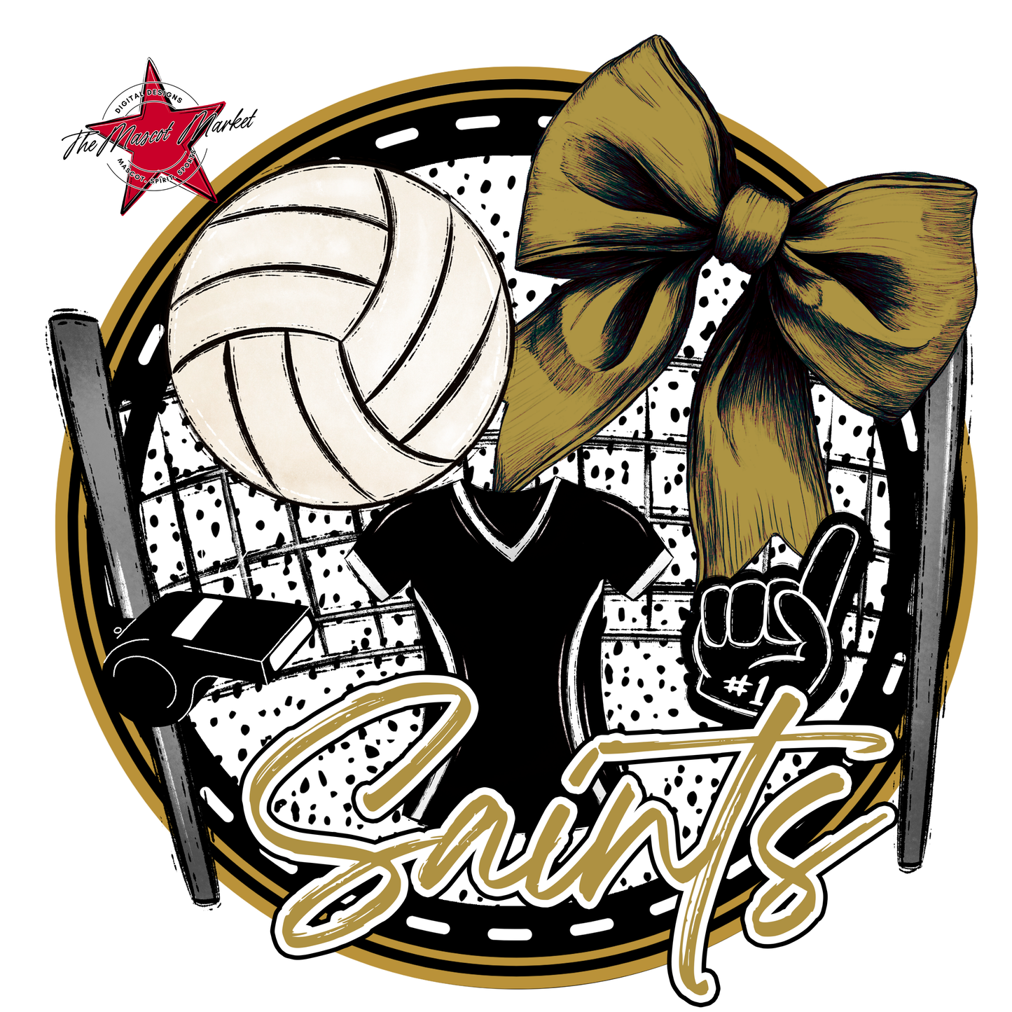 Saints Circle Volleyball Design-Gold