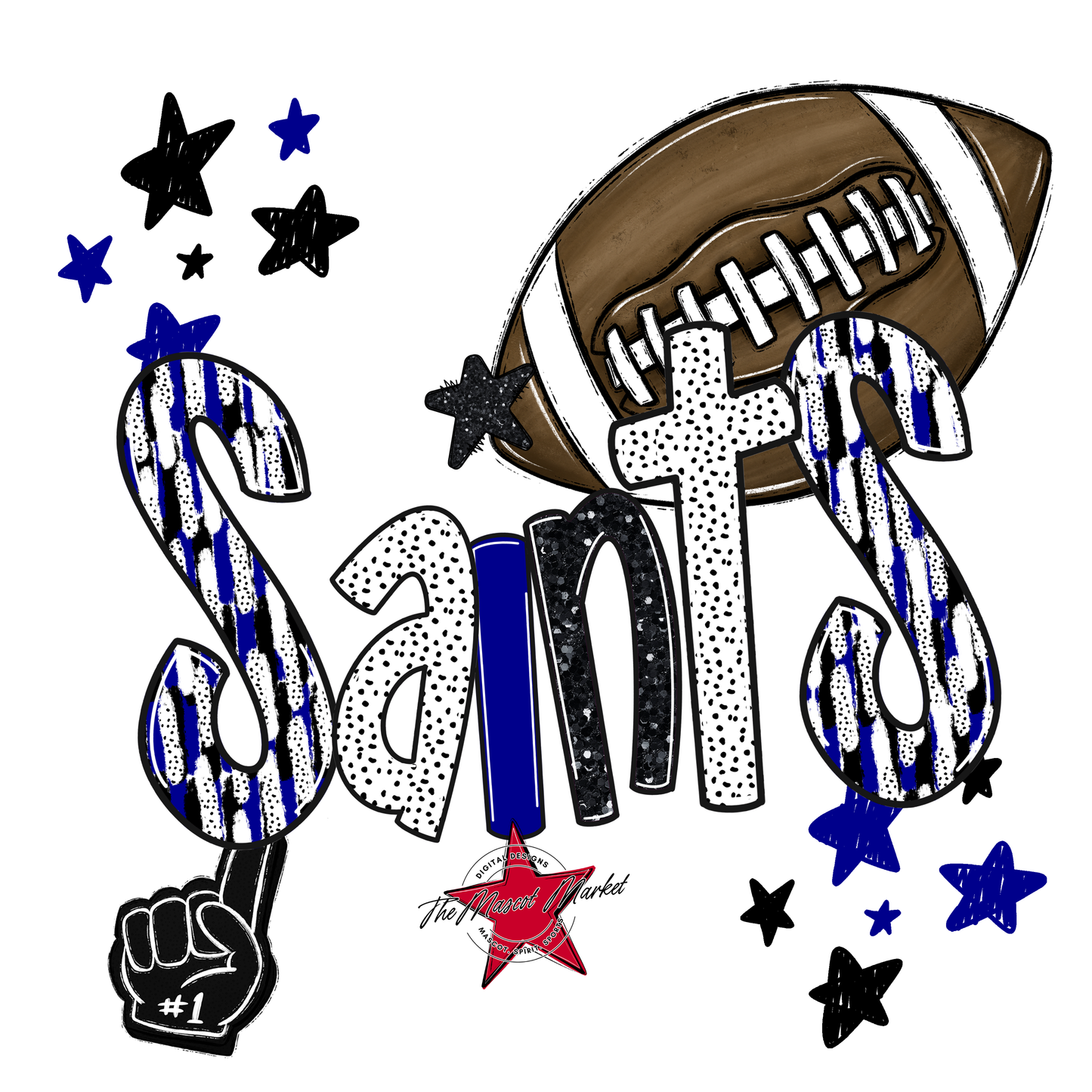 Saints Football Scrape-Blue