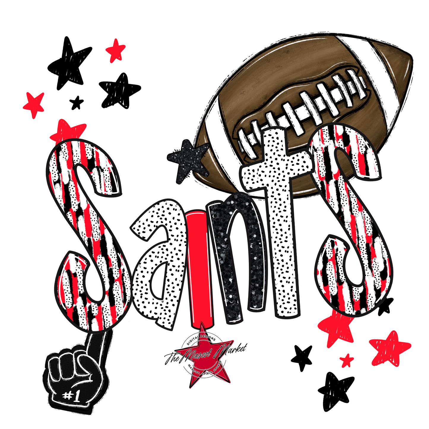 Saints Football Scrape-Bright Red