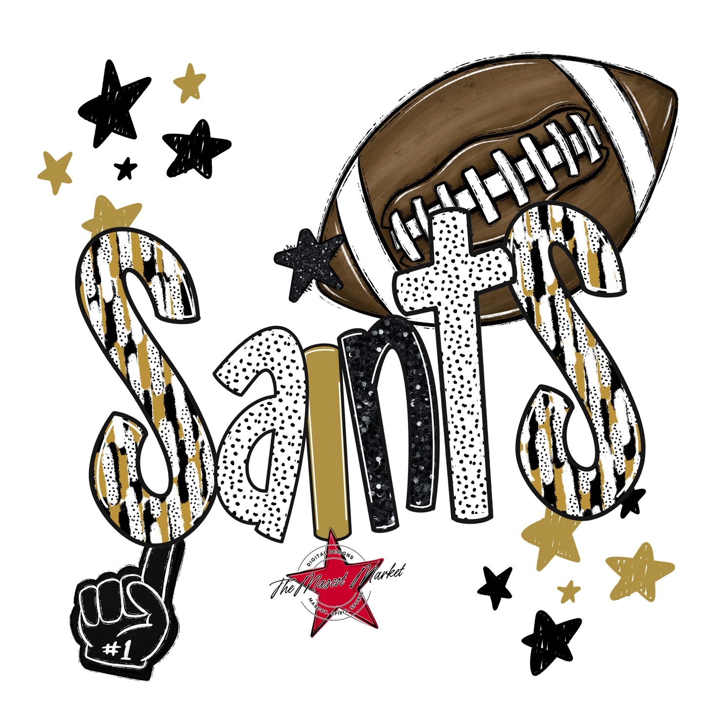 Saints Football Scrape-Gold