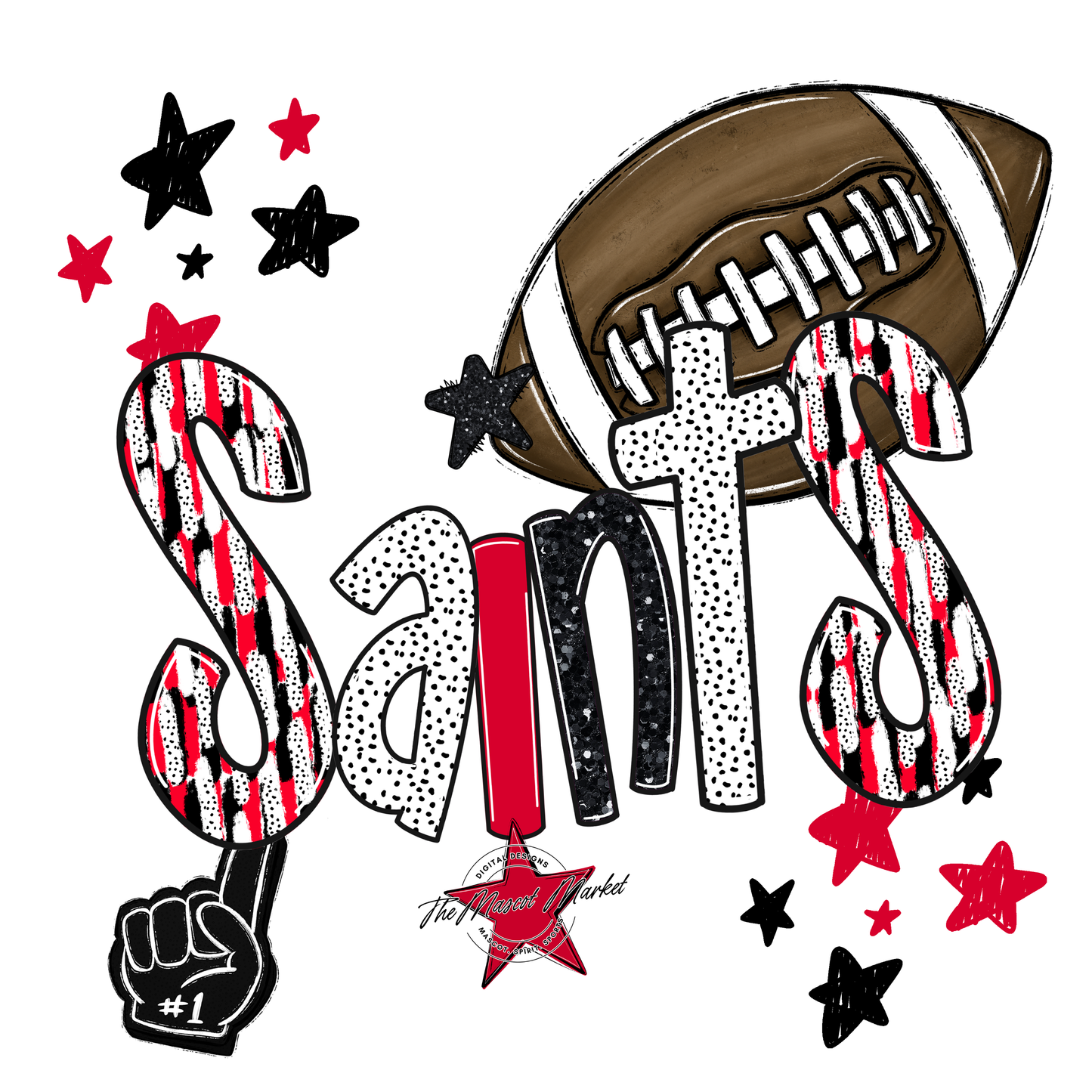 Saints Football Scrape-Red