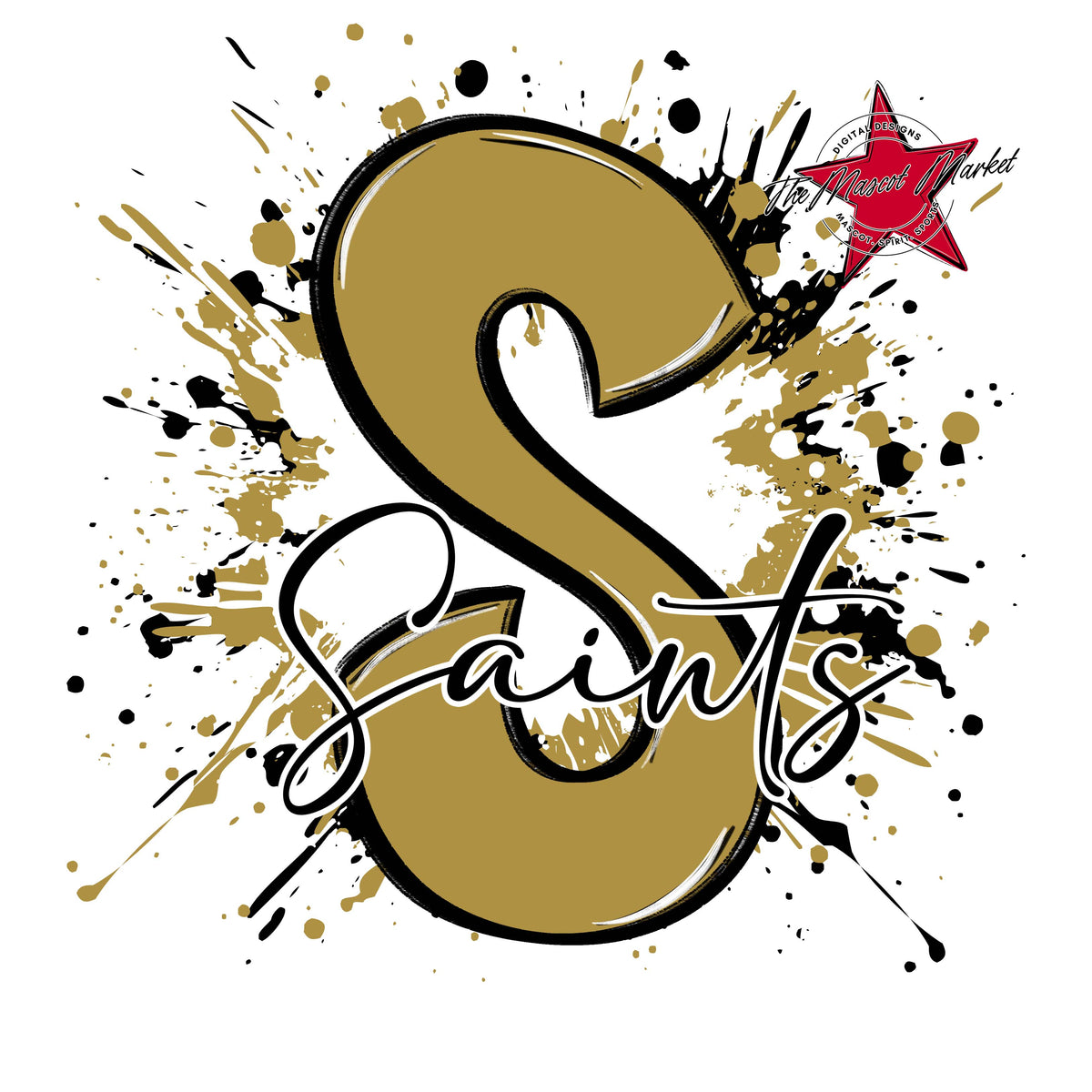 Saints Mascot Splatter-Gold