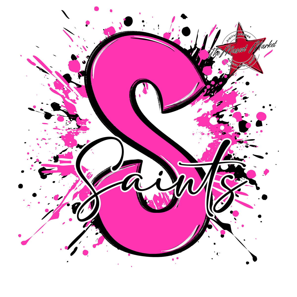 Saints Mascot Splatter-Pink