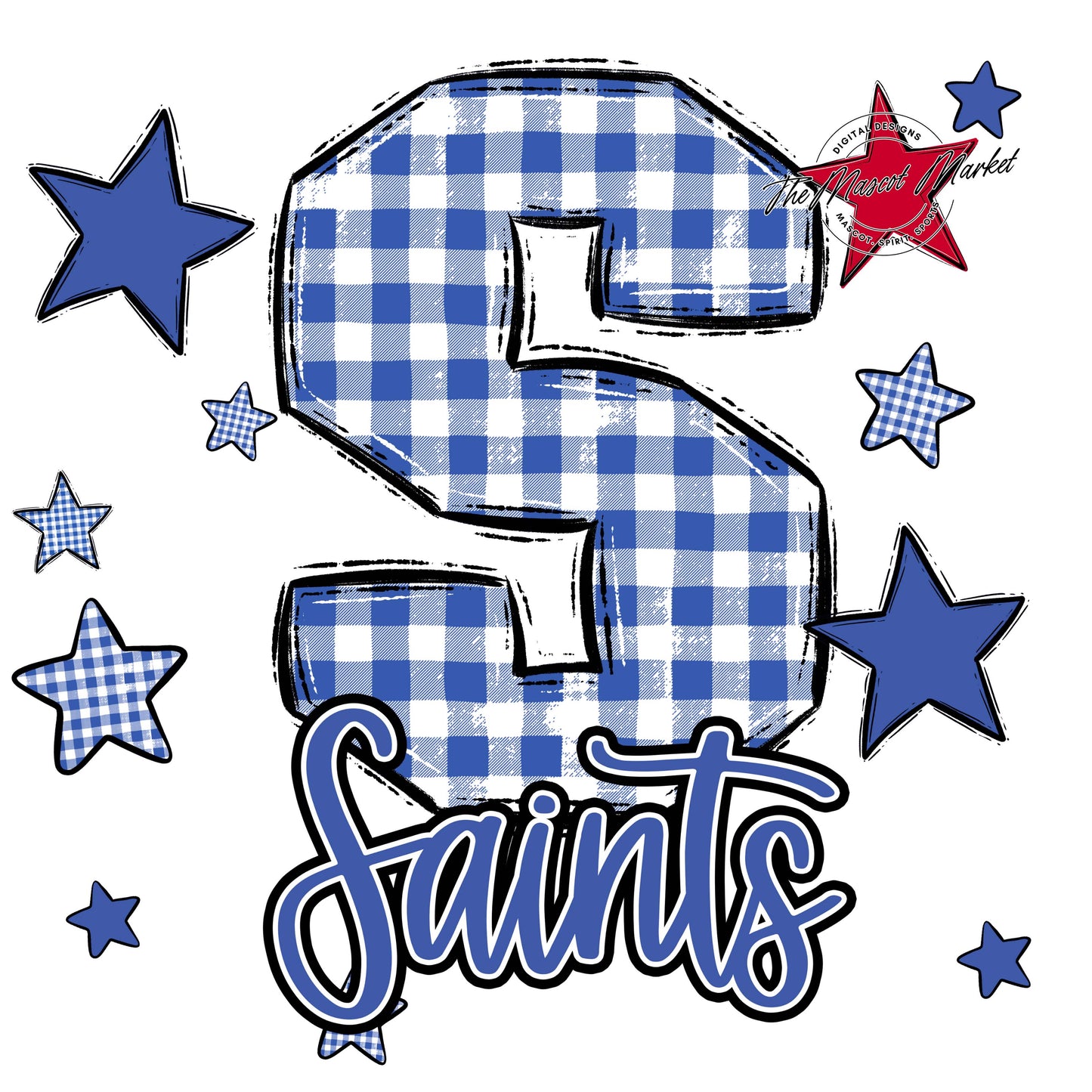 Saints Plaid Star Design-Off Blue