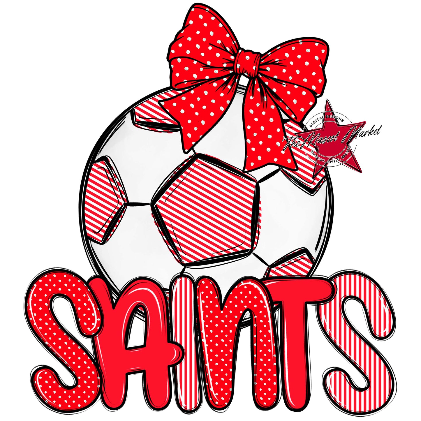 Saints Soccer Spirit Design-Bright Red