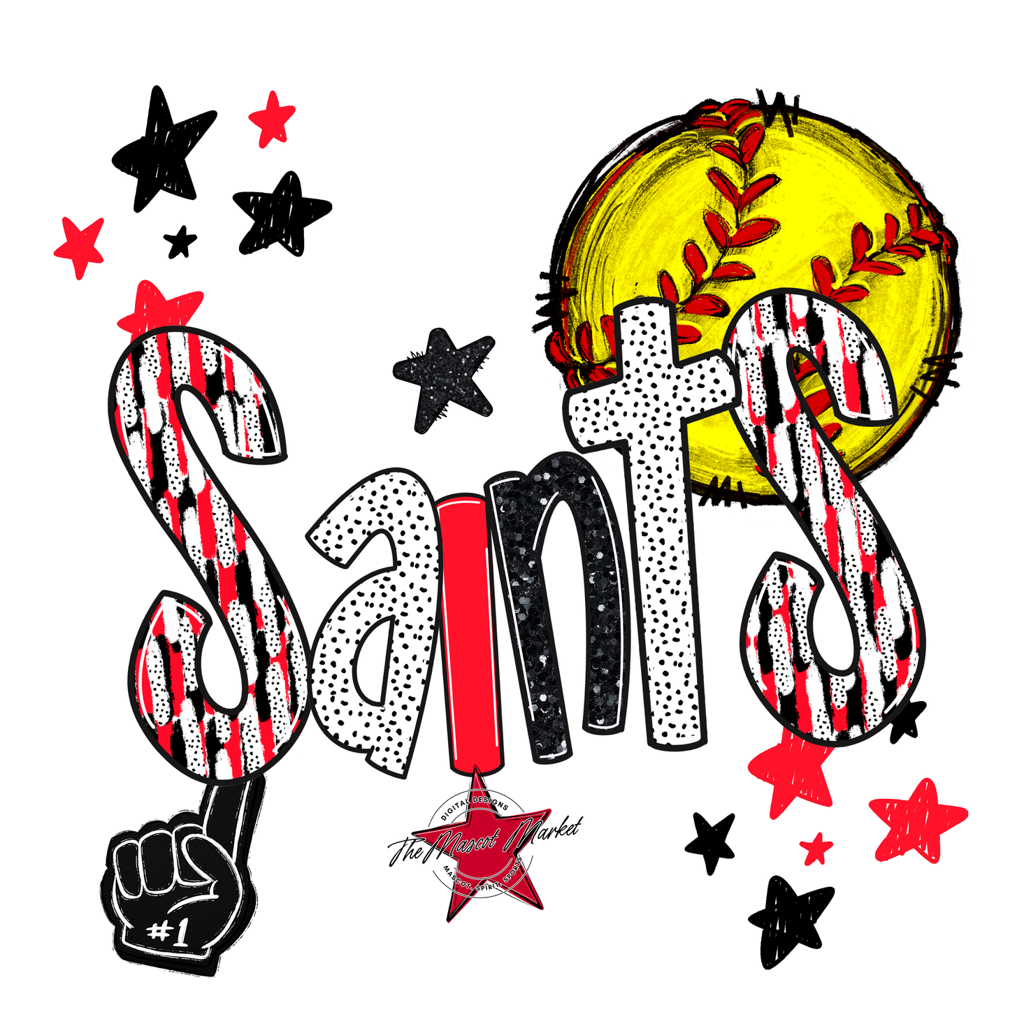 Saints Softball Scrape-Bright Red