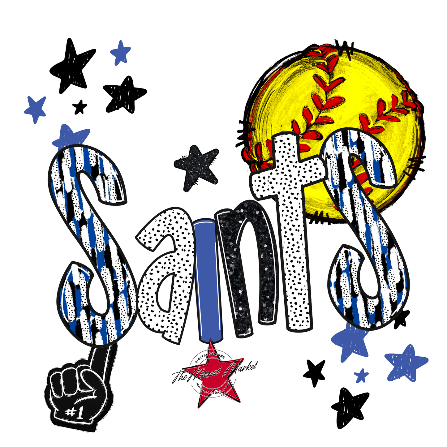 Saints Softball Scrape-Off Blue