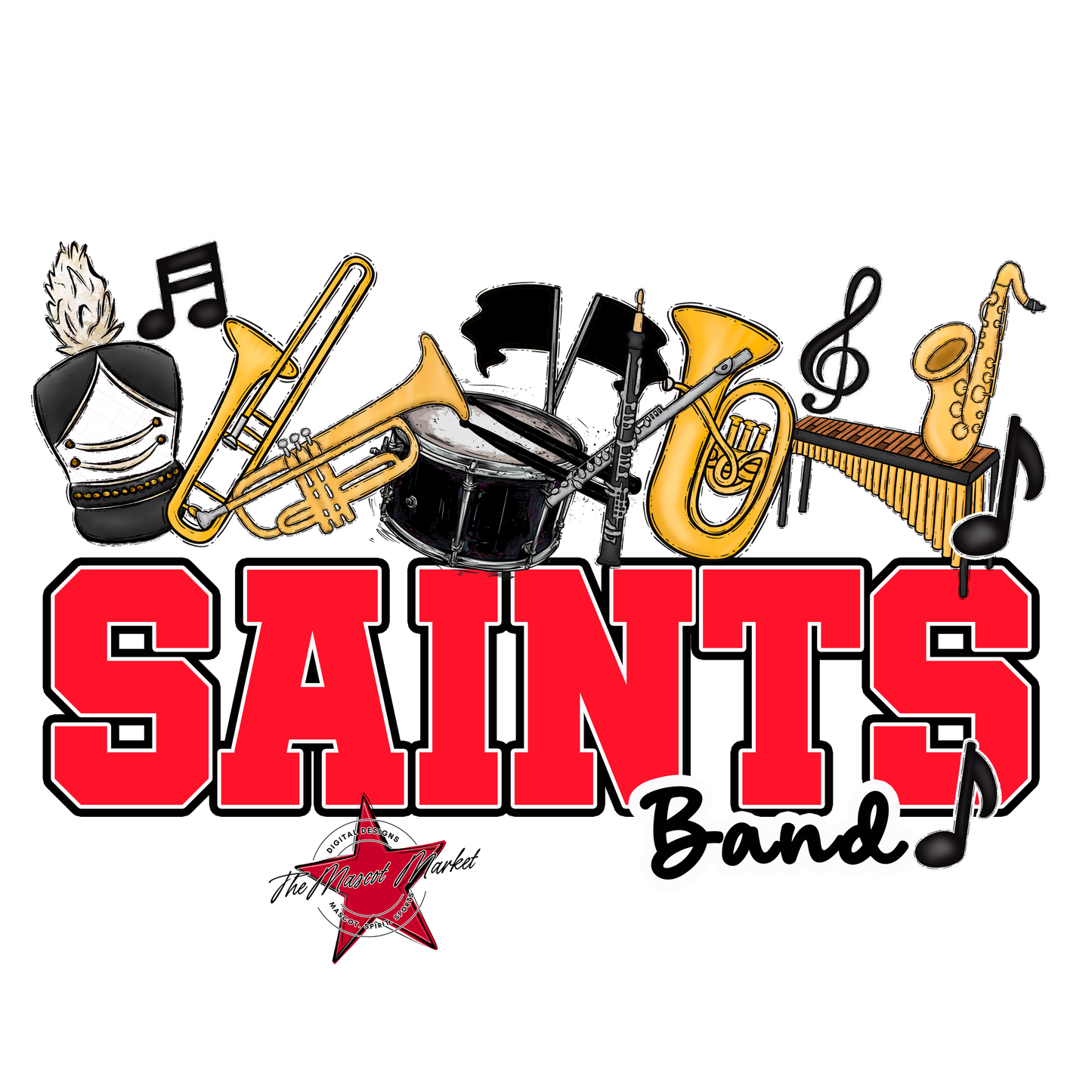 Saints Varsity Band-Bright Red