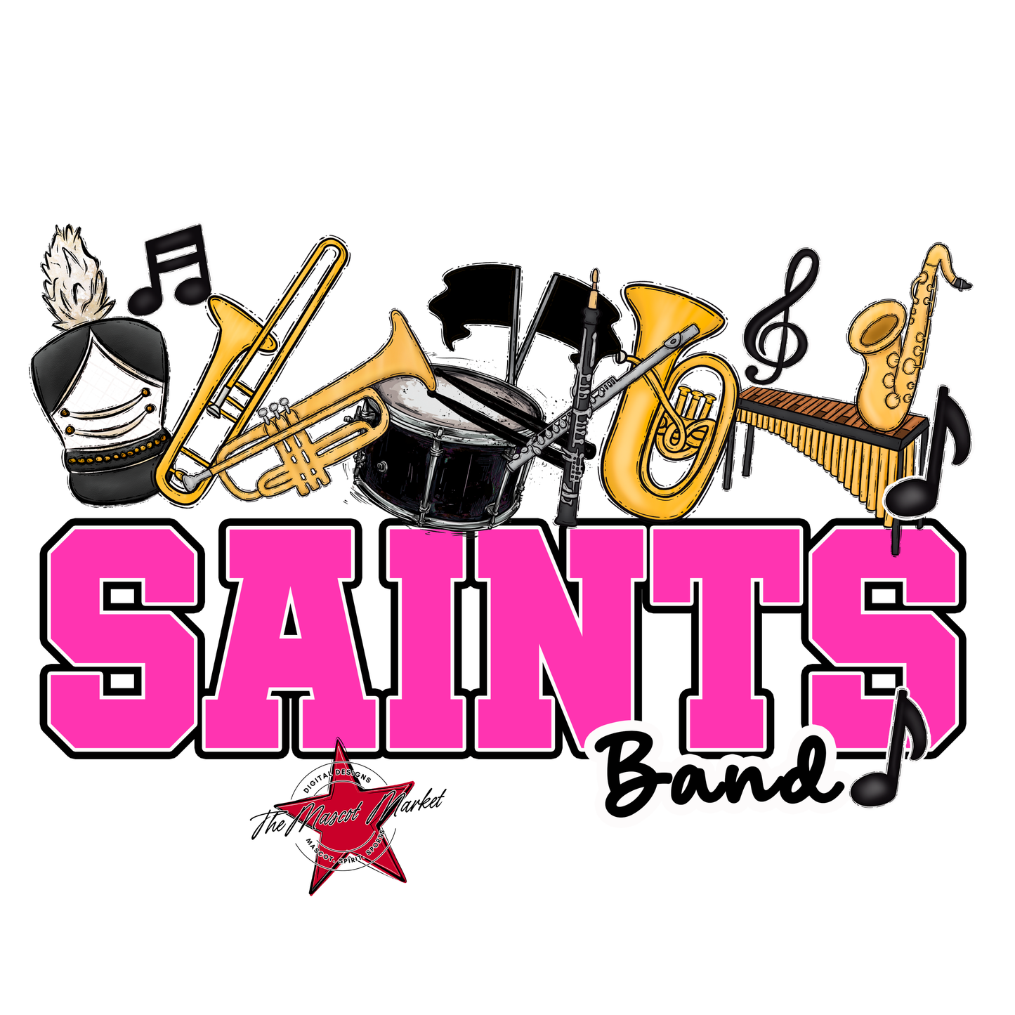 Saints Varsity Band-Pink