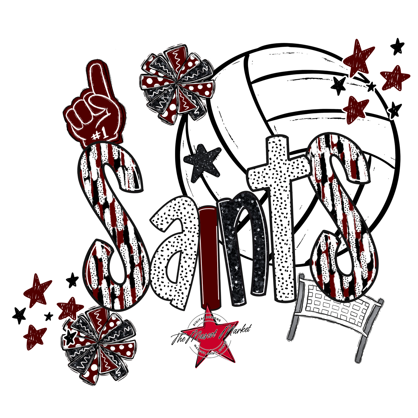 Saints Volleyball Scrape-Maroon