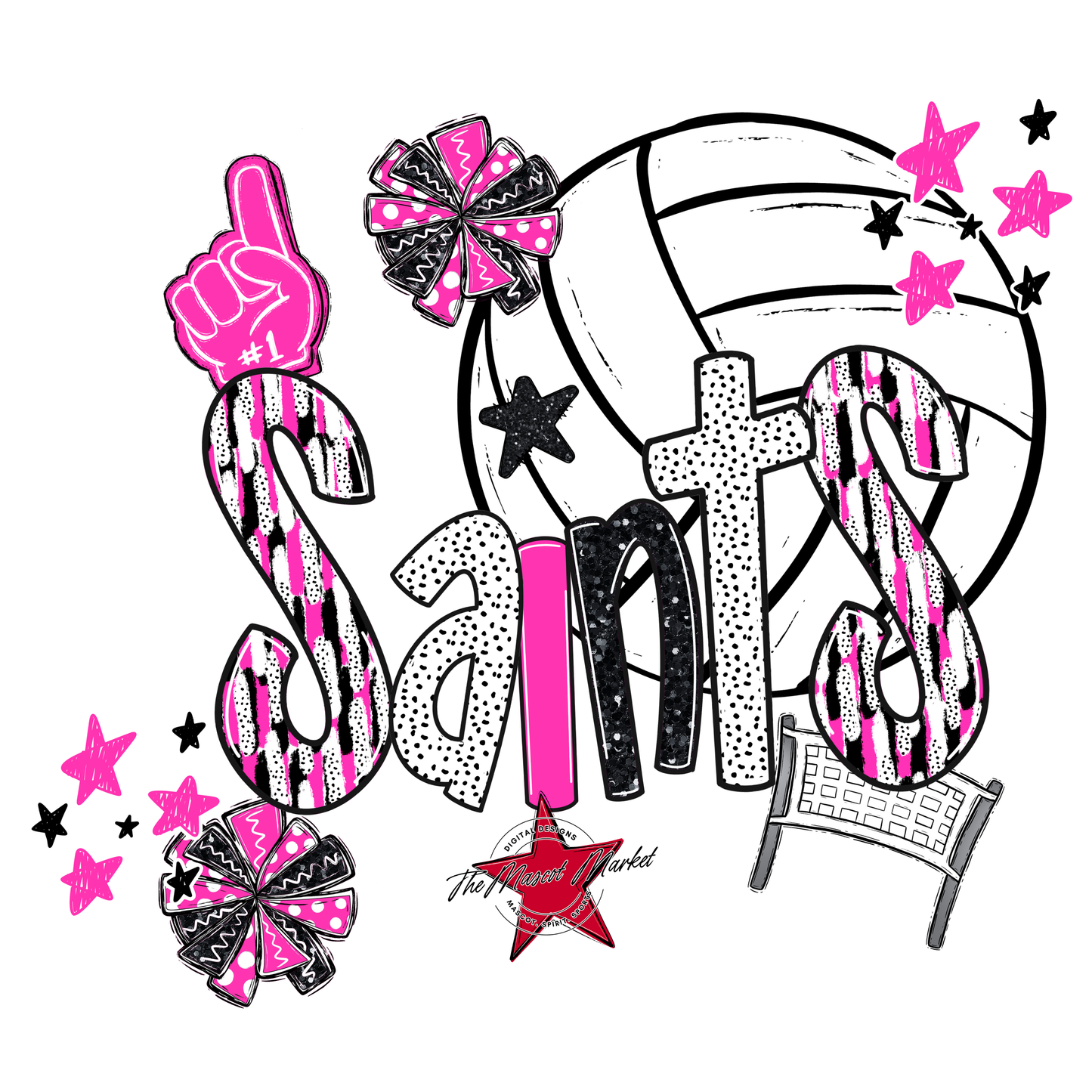 Saints Volleyball Scrape-Pink