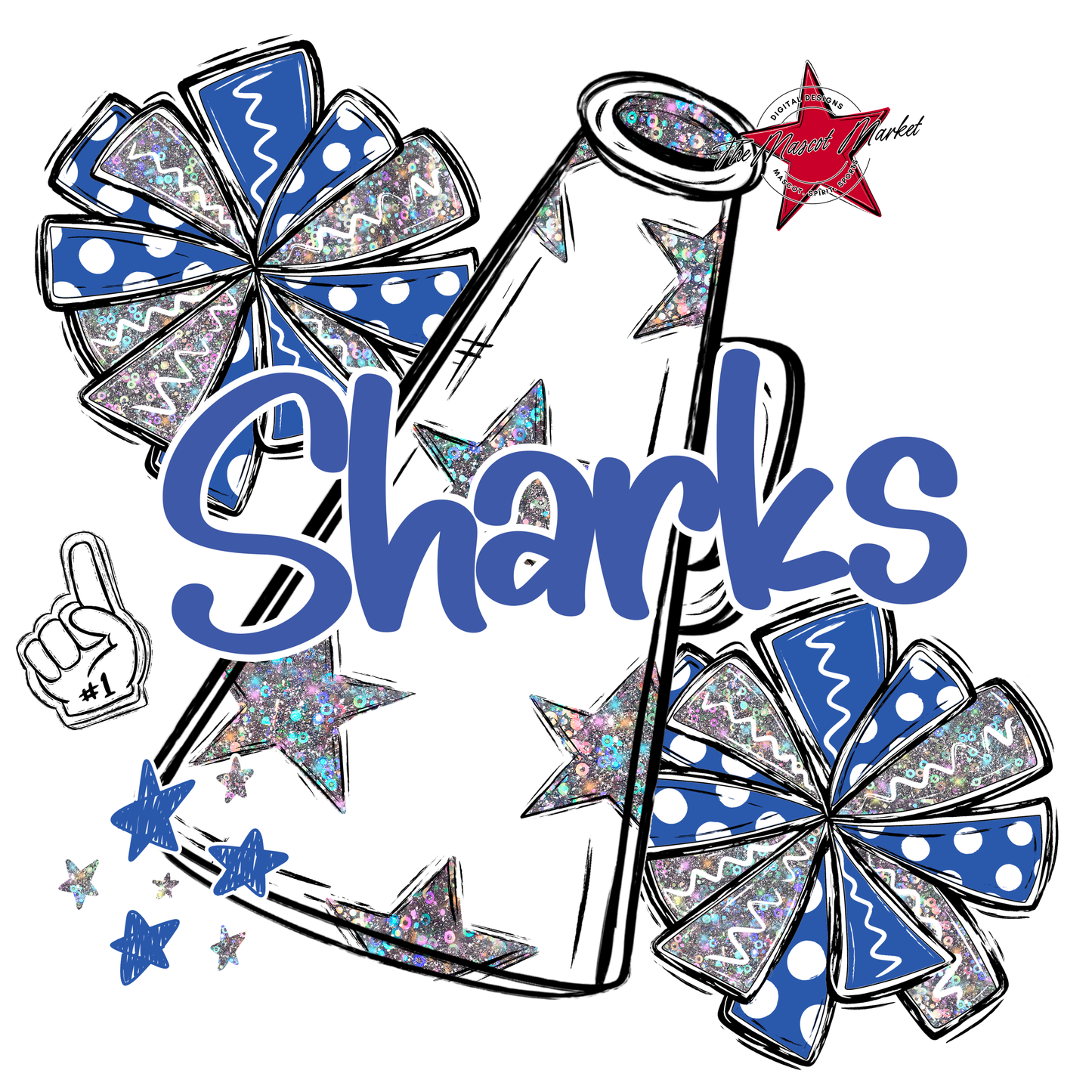 Sharks Alpha Megaphone Design-Off Blue