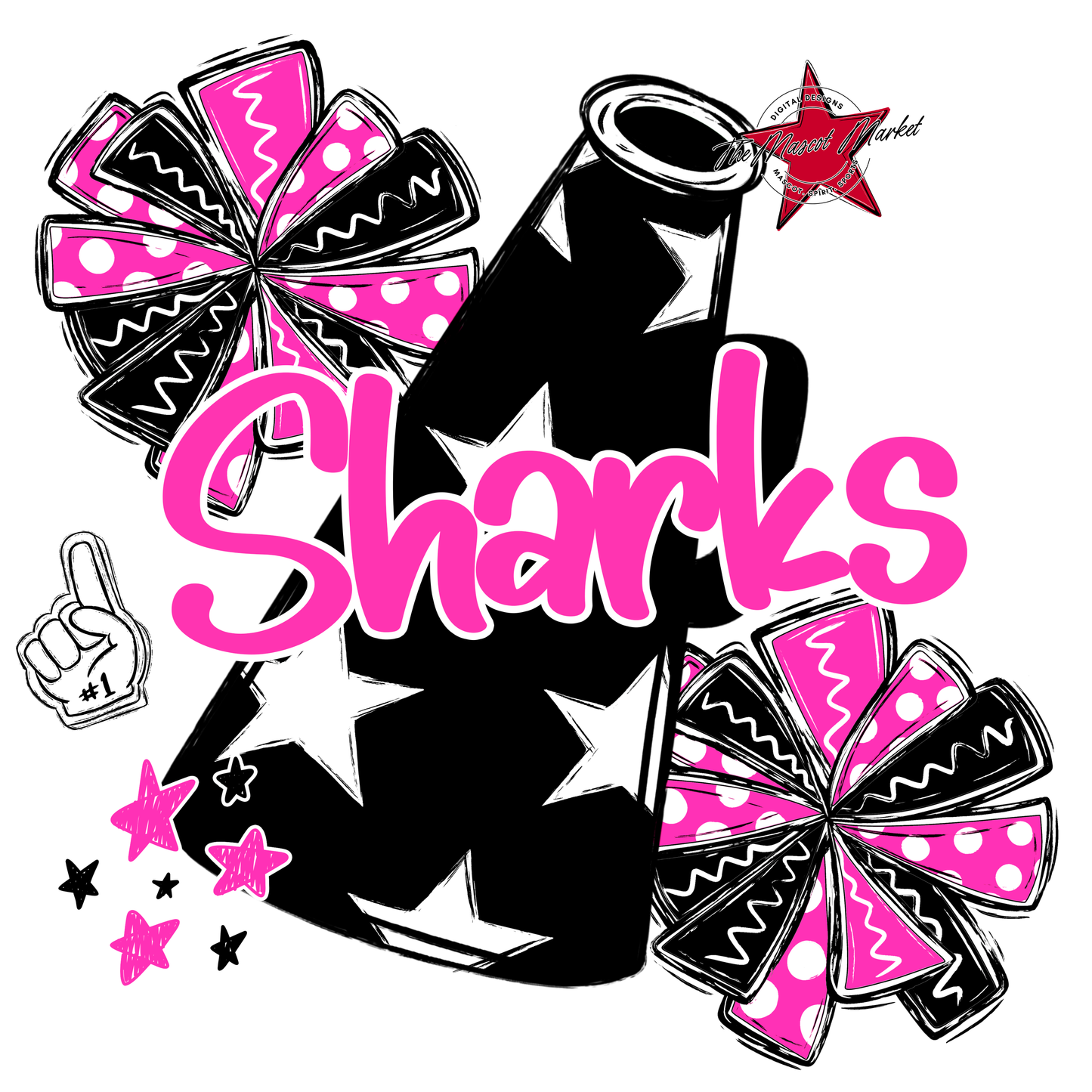 Sharks Alpha Megaphone Design-Pink