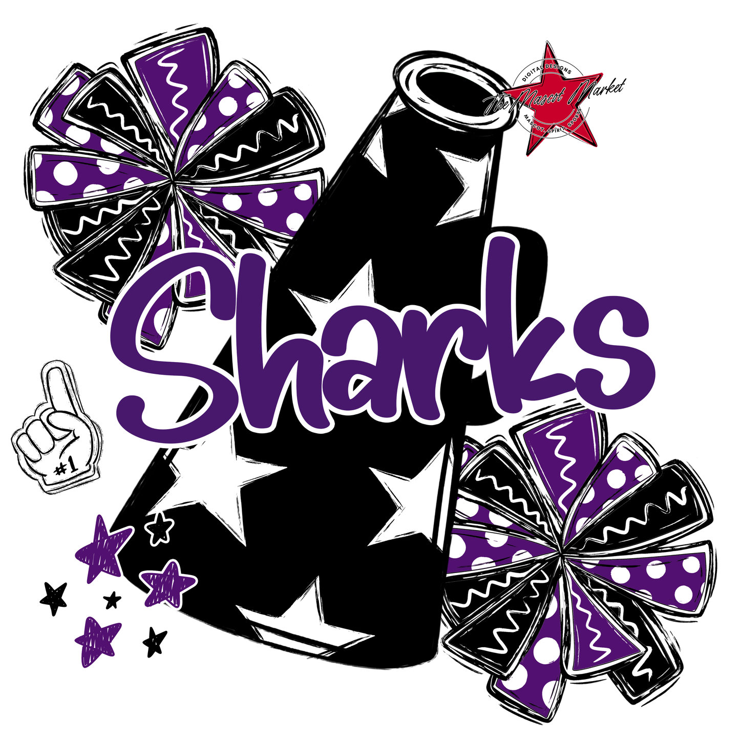 Sharks Alpha Megaphone Design-Purple