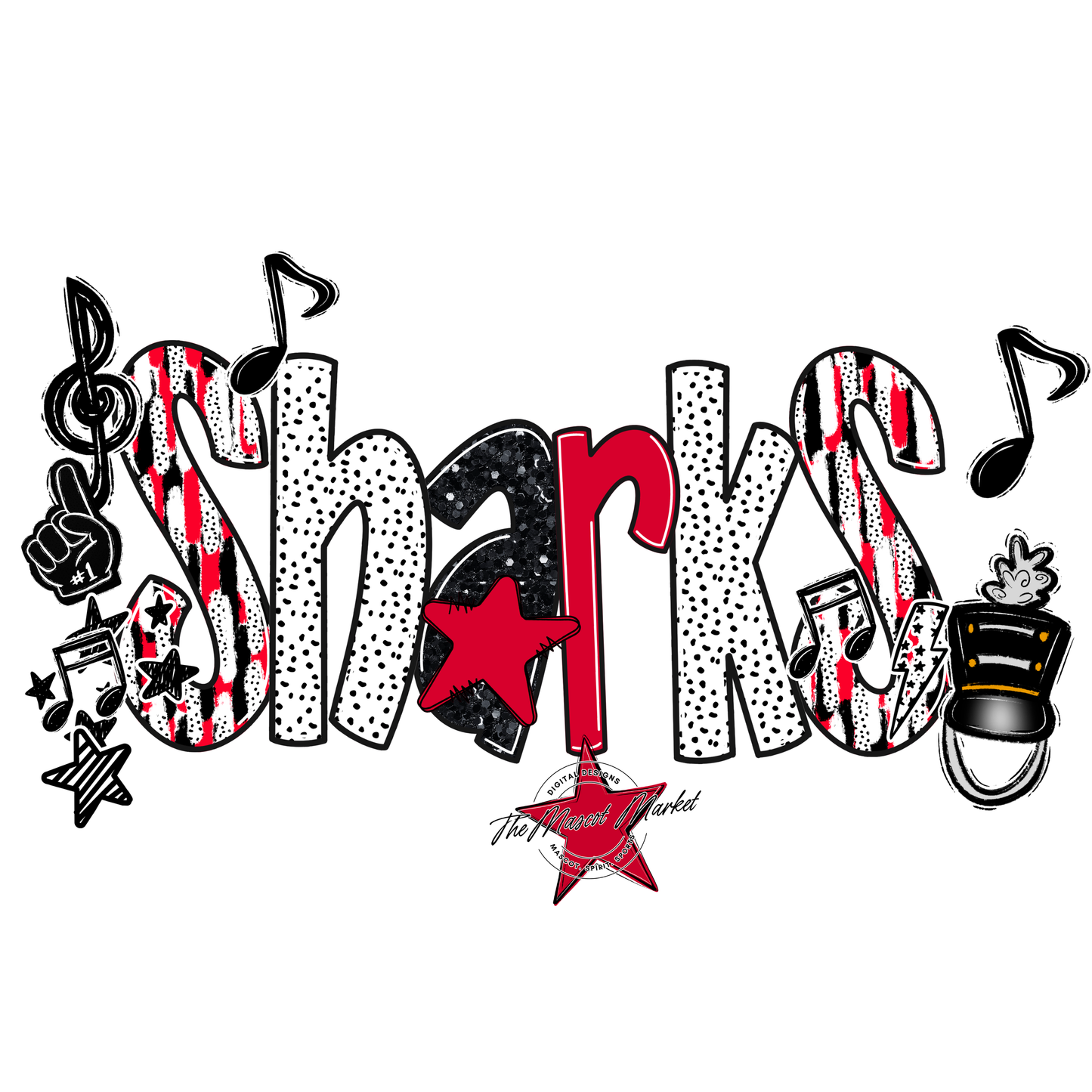 Sharks Band Scrape-Red