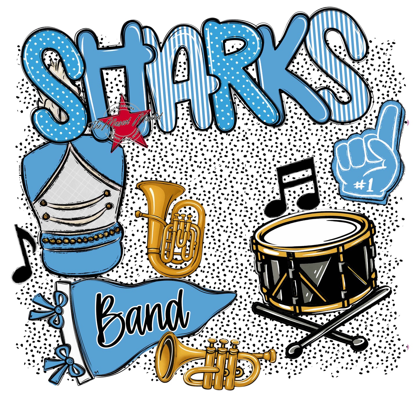 Sharks Band Spirit-Carolina Blue