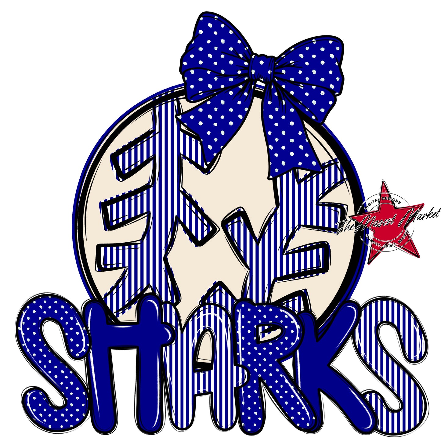 Sharks Baseball-Softball Spirit Design-Blue