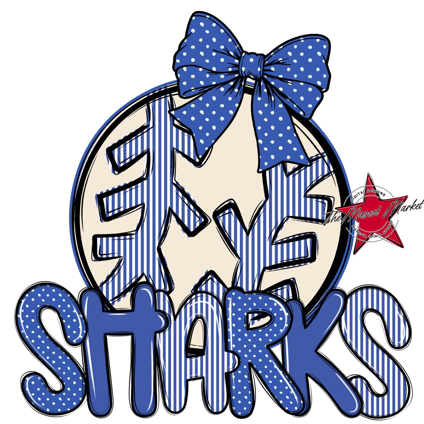 Sharks Baseball-Softball Spirit Design-Off Blue